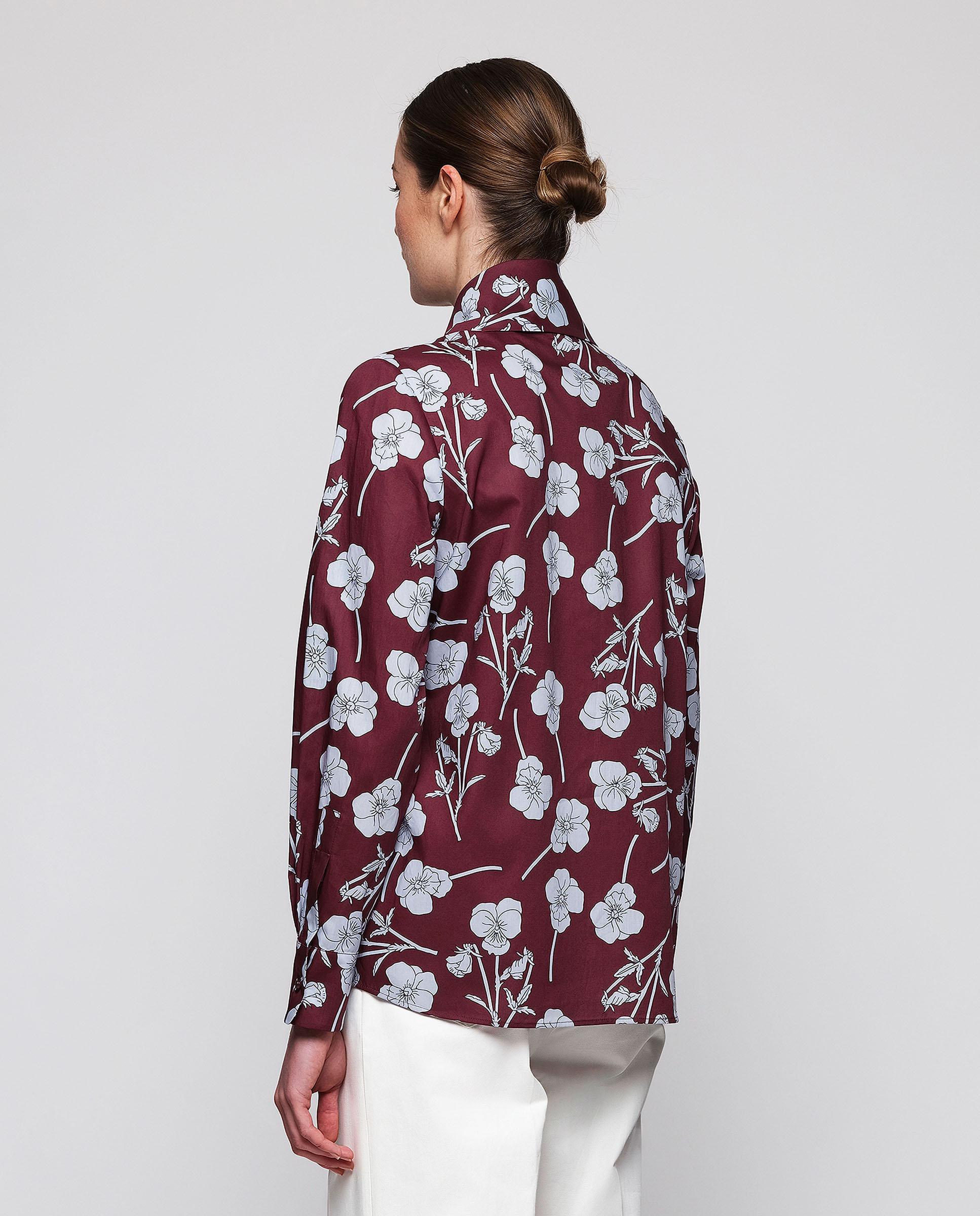 Camisa de mujer estampado floral con lazada - Mirto - Rojo Rojo-2