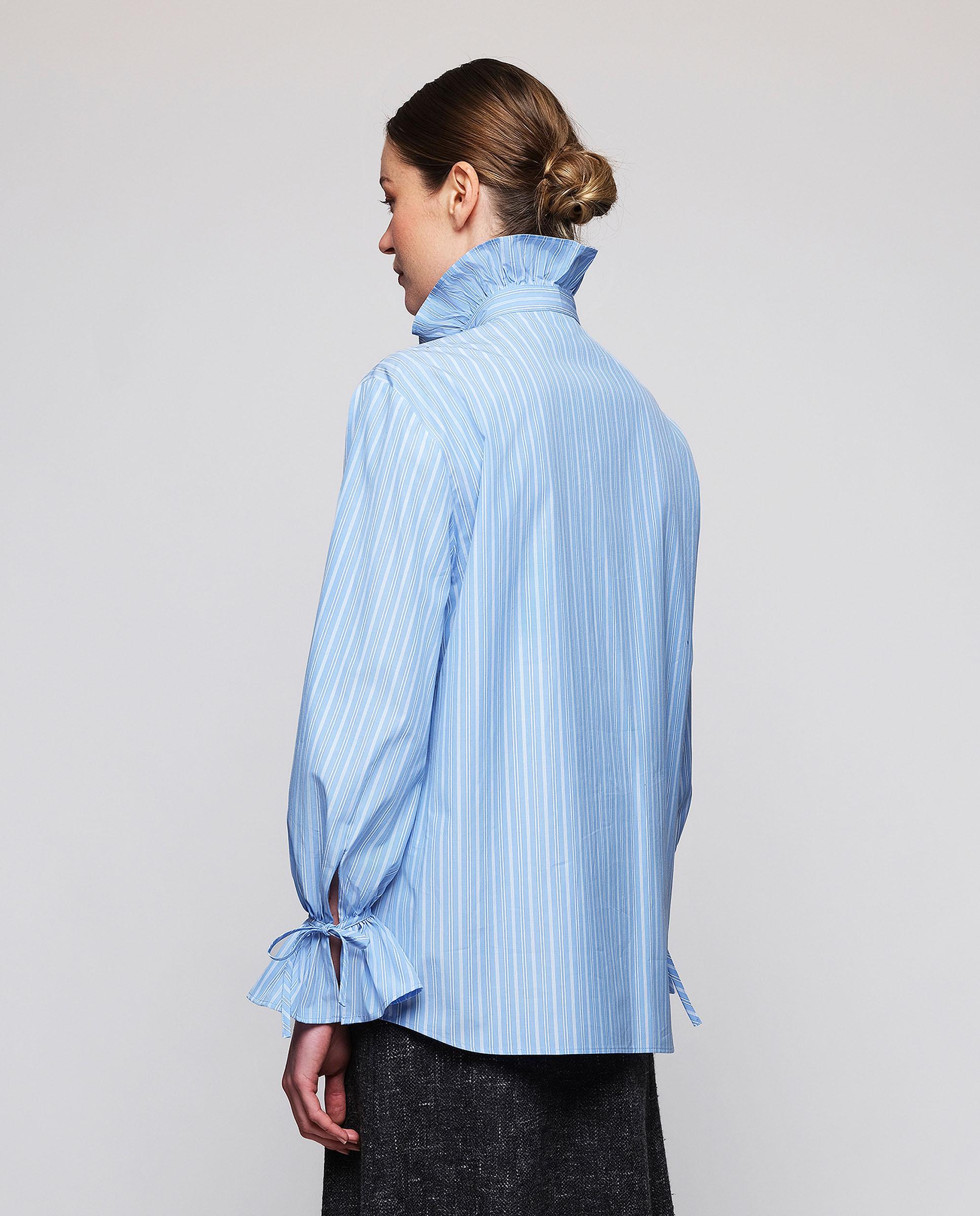 Camisa de mujer a rayas de algodón - Mirto - Azul Azul-2