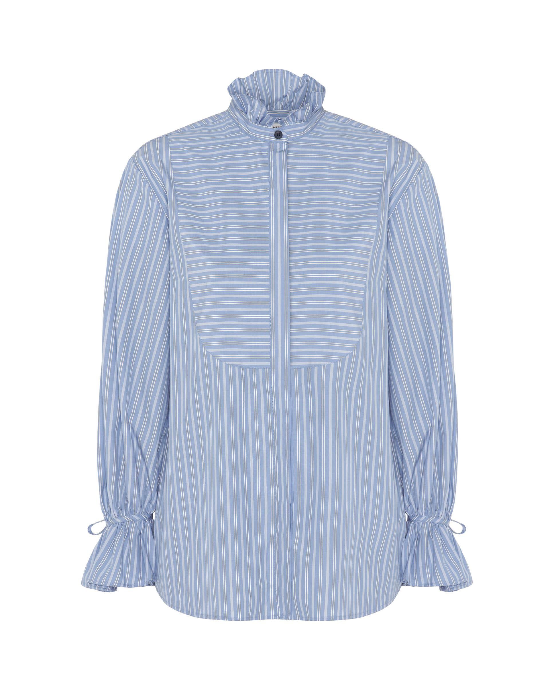 Camisa de mujer a rayas de algodón - Mirto - Azul Azul-4