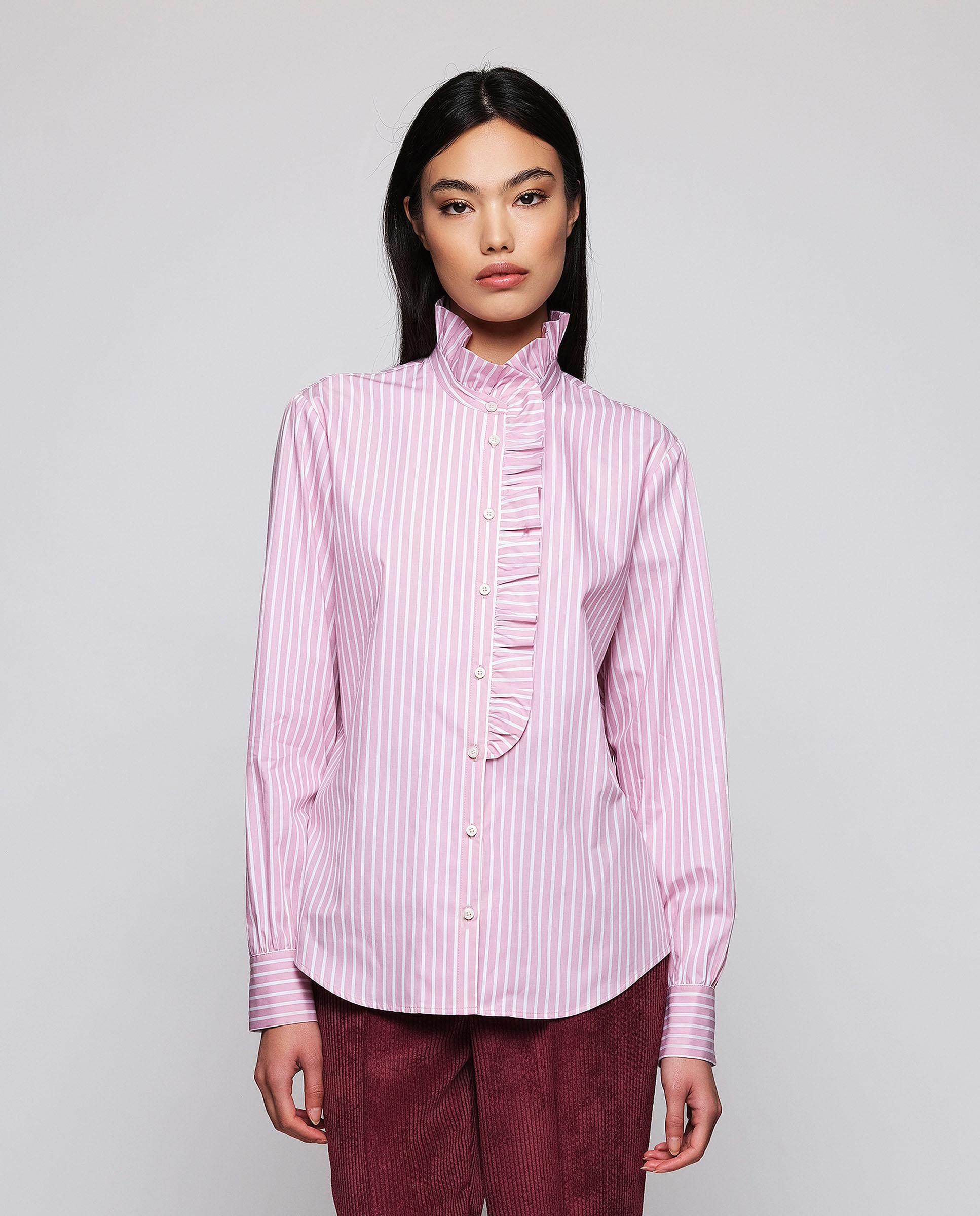 Camisa de mujer rayas algodón - Mirto - Rosa Rosa-1