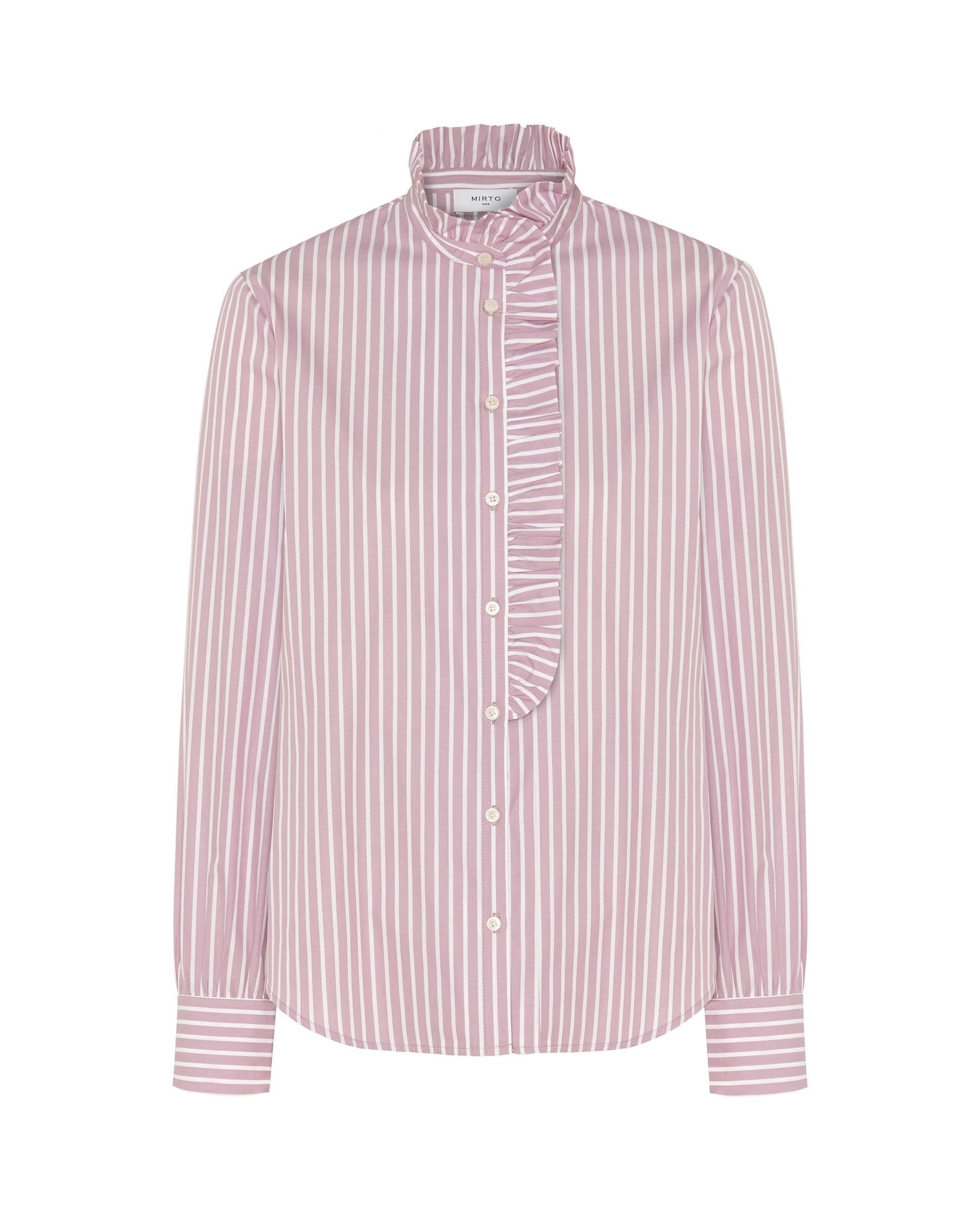 Camisa de mujer rayas algodón - Mirto - Rosa Rosa-4
