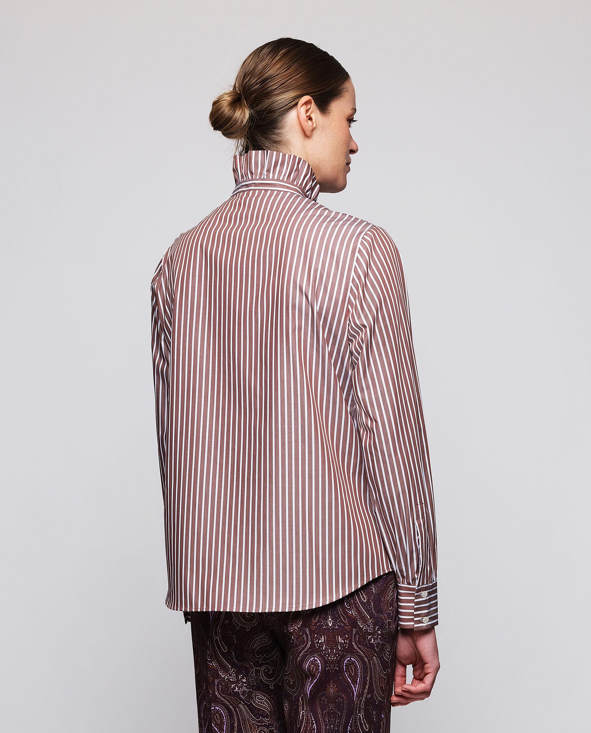 Camisa de mujer rayas algodón - Mirto - Marrón Marrón-2