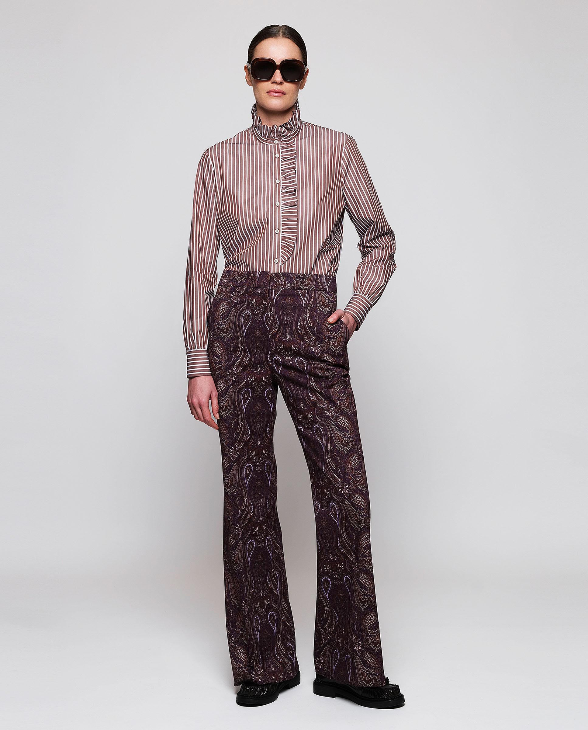 Camisa de mujer rayas algodón - Mirto - Marrón Marrón-3