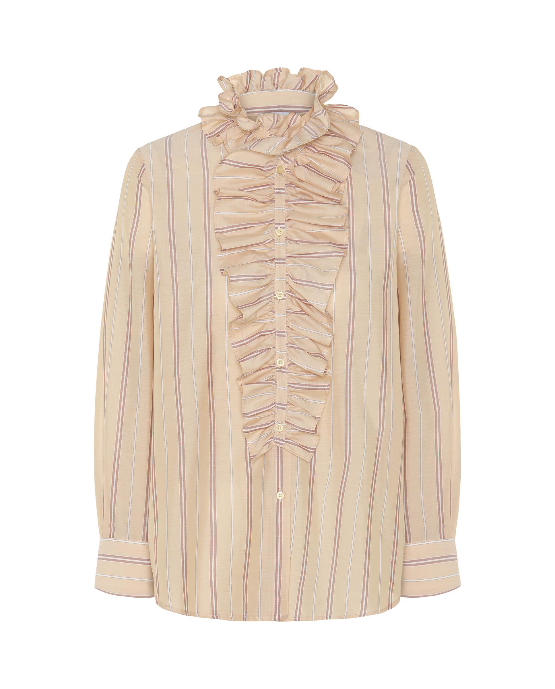 Camisa de mujer a rayas de algodón - Mirto - Naranja Naranja-4