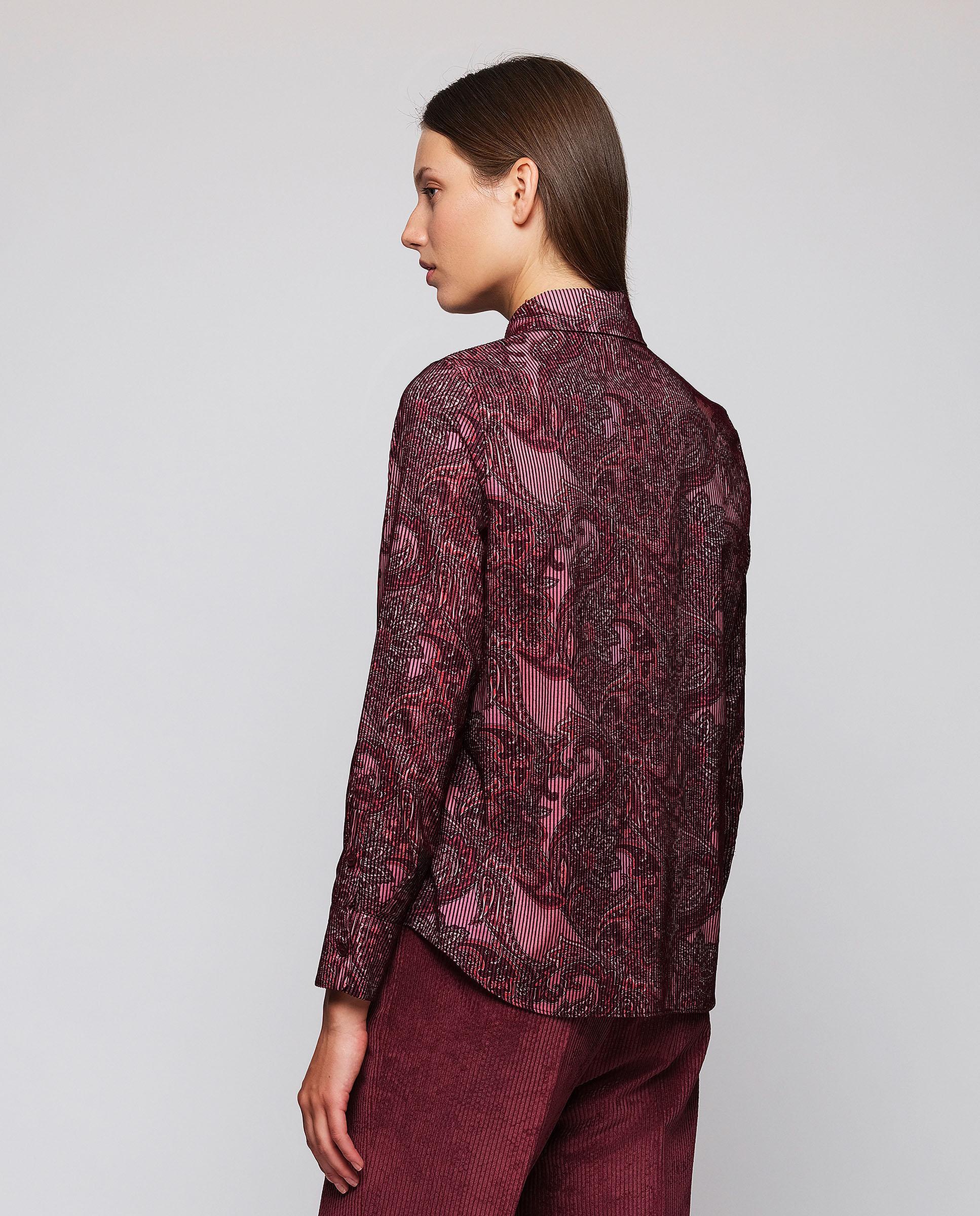 Camisa de mujer estampado paisley con flocado - Mirto - Rojo Rojo-2