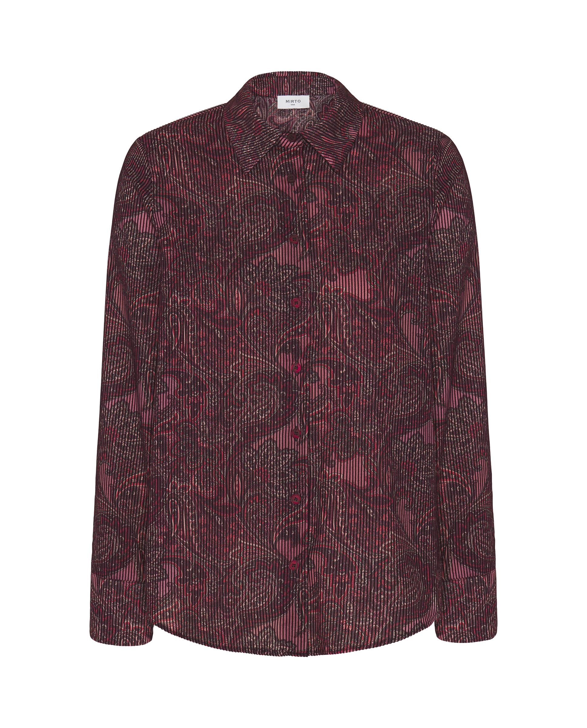 Camisa de mujer estampado paisley con flocado - Mirto - Rojo Rojo-3