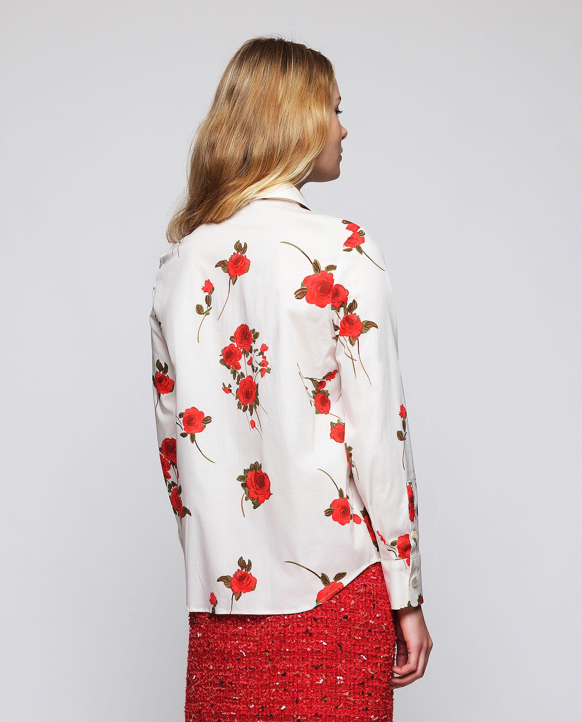 Camisa de mujer con estampado floral algodón - Mirto - Blanco Blanco-2