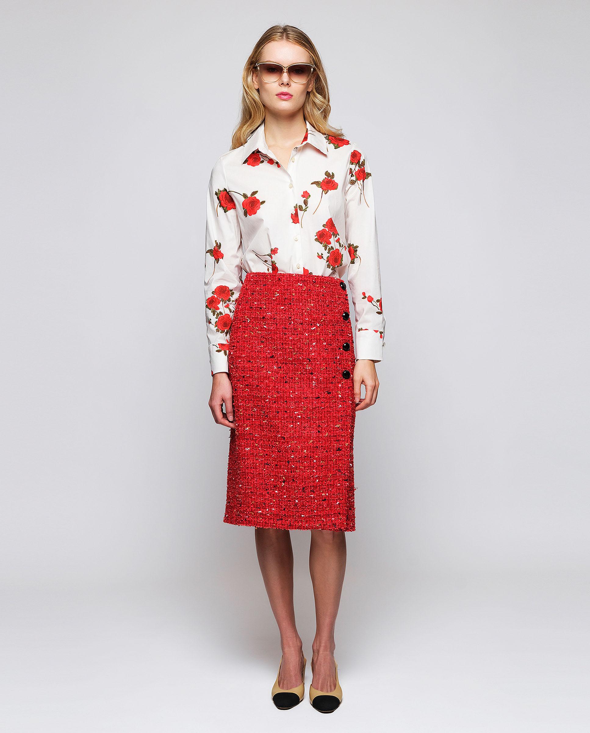 Camisa de mujer con estampado floral algodón - Mirto - Blanco Blanco-3