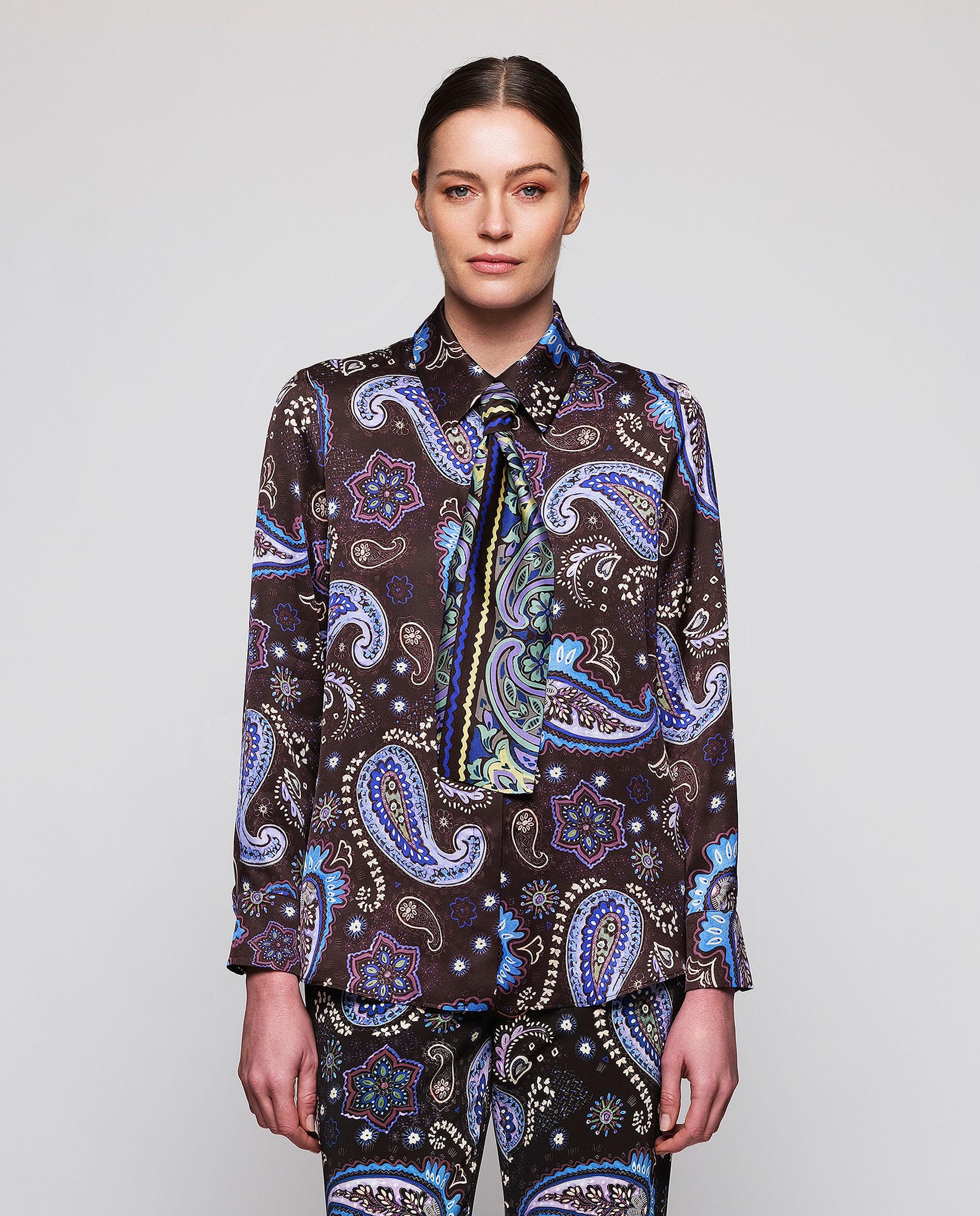 Blusa estampado paisley con pañuelo - Mirto - Azul Azul-1