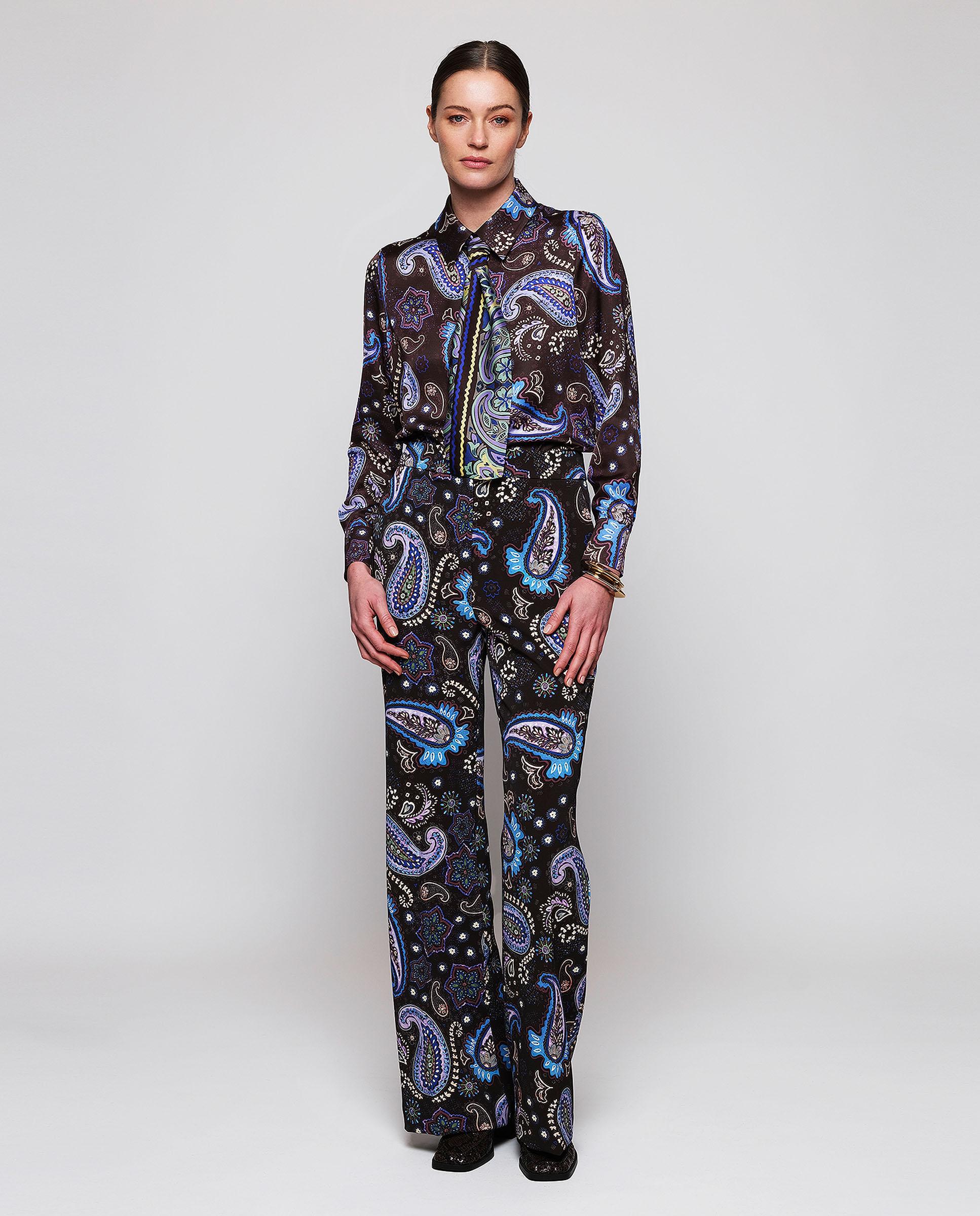 Blusa estampado paisley con pañuelo - Mirto - Azul Azul-3