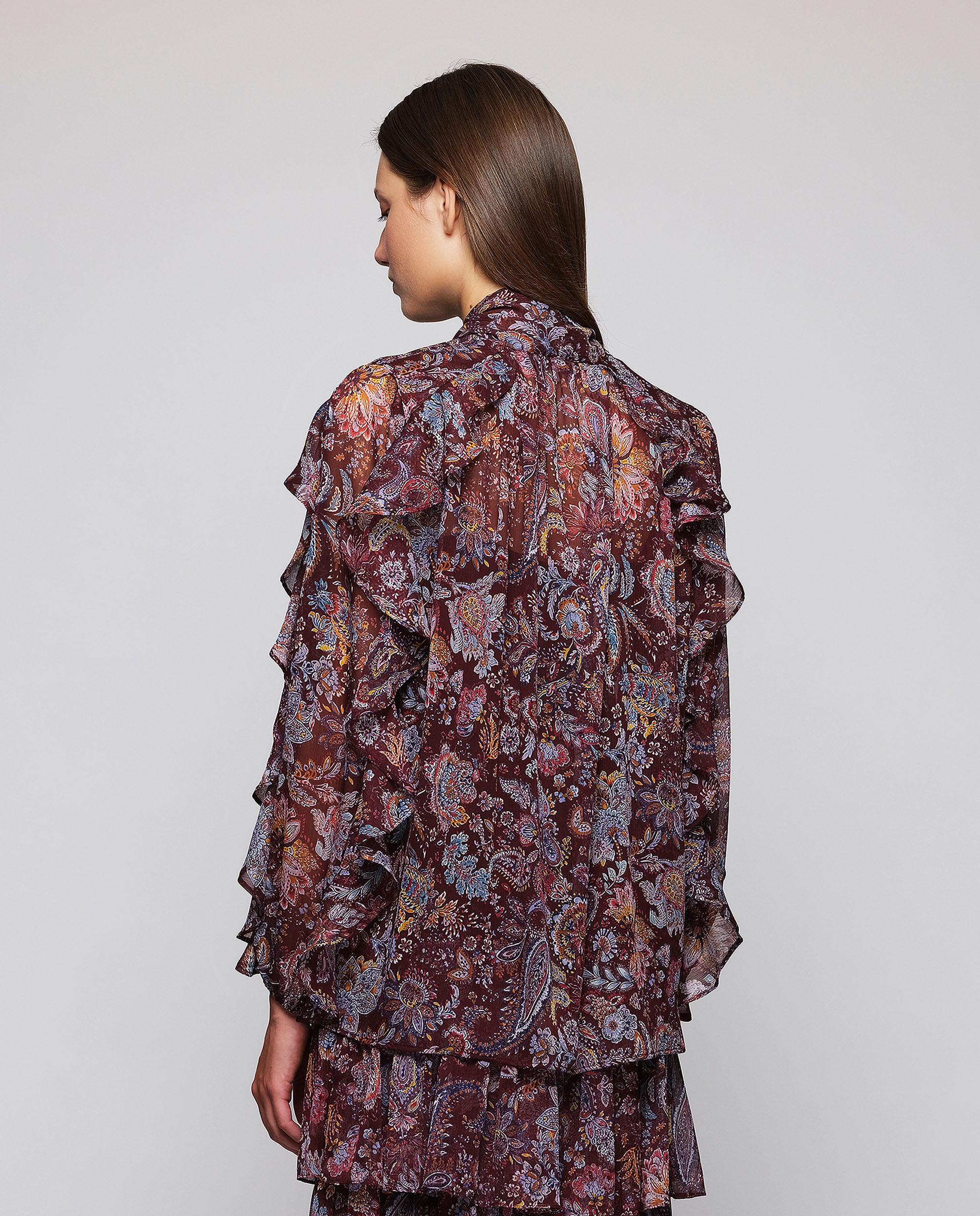 Blusa de gasa con lazada y volantes - Mirto - Marrón Marrón-2