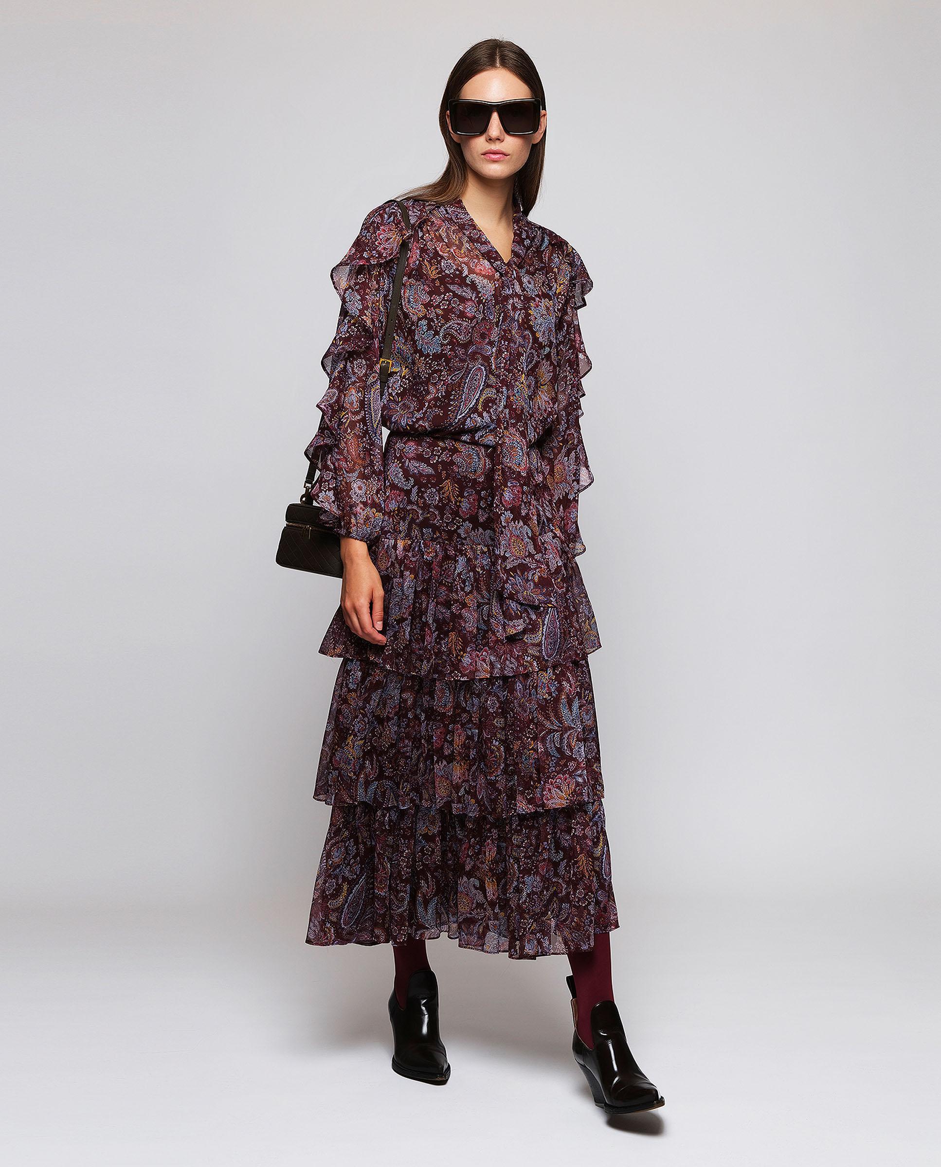 Blusa de gasa con lazada y volantes - Mirto - Marrón Marrón-3