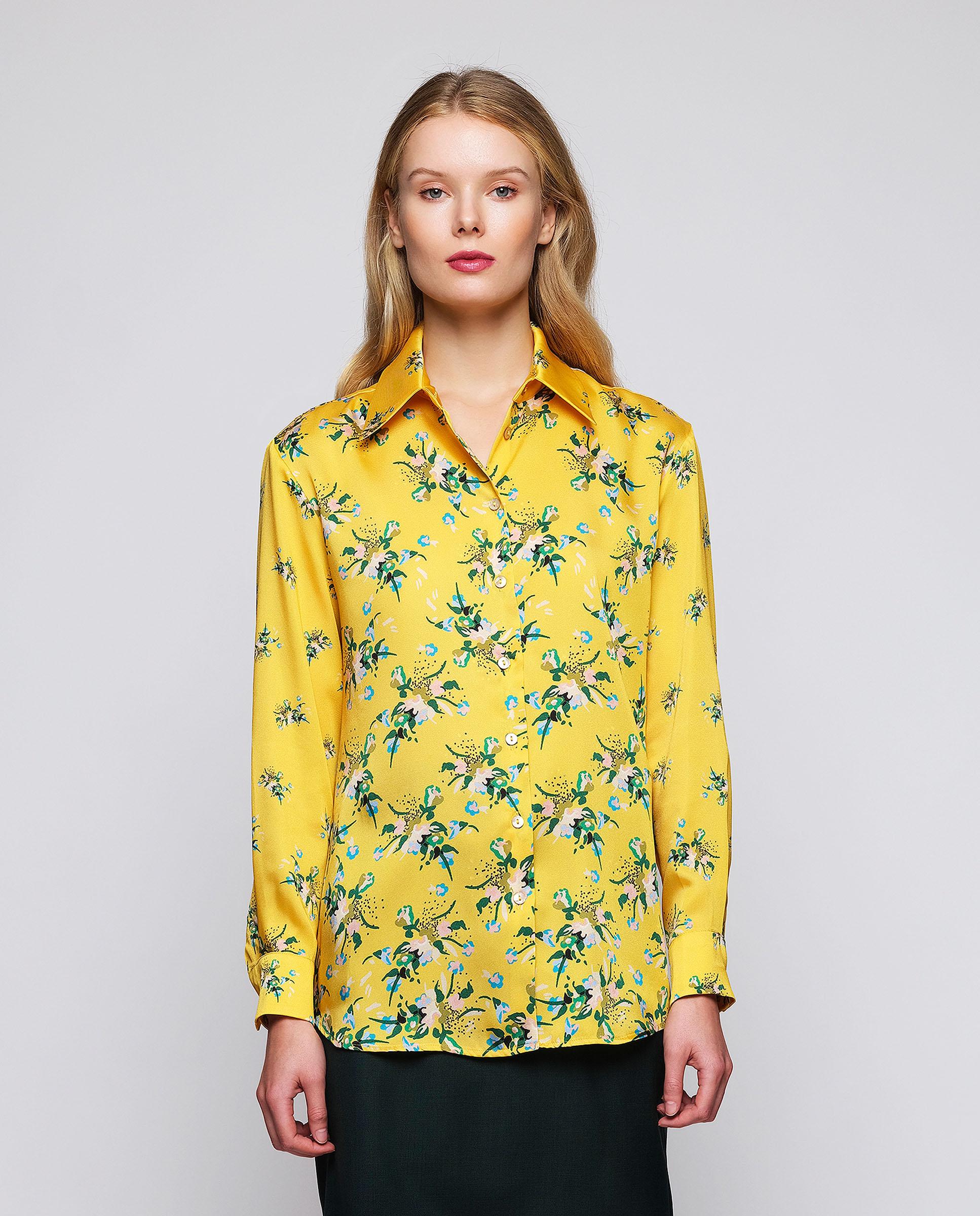 Imagen 0 de Blusa de mujer estampado floral posicionado Amarillo