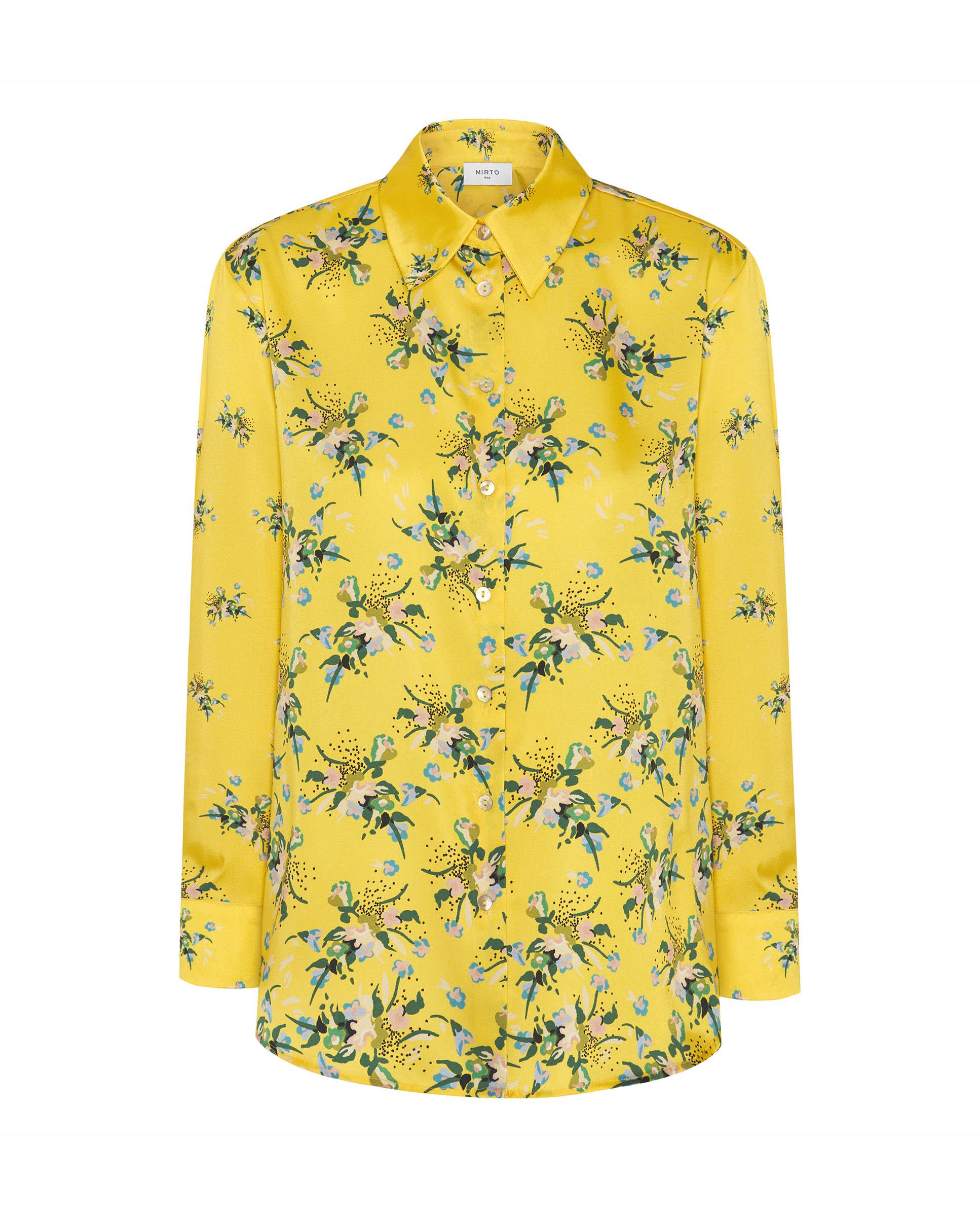 Blusa de mujer estampado floral posicionado - Mirto - Amarillo Amarillo-4