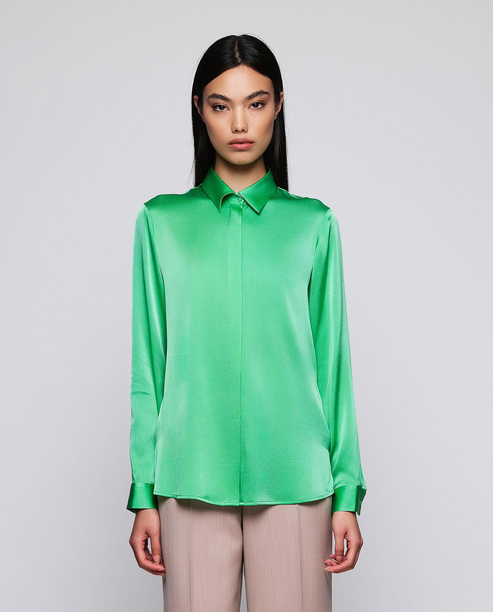 Blusa de seda elástica - Mirto - Verde Verde-1