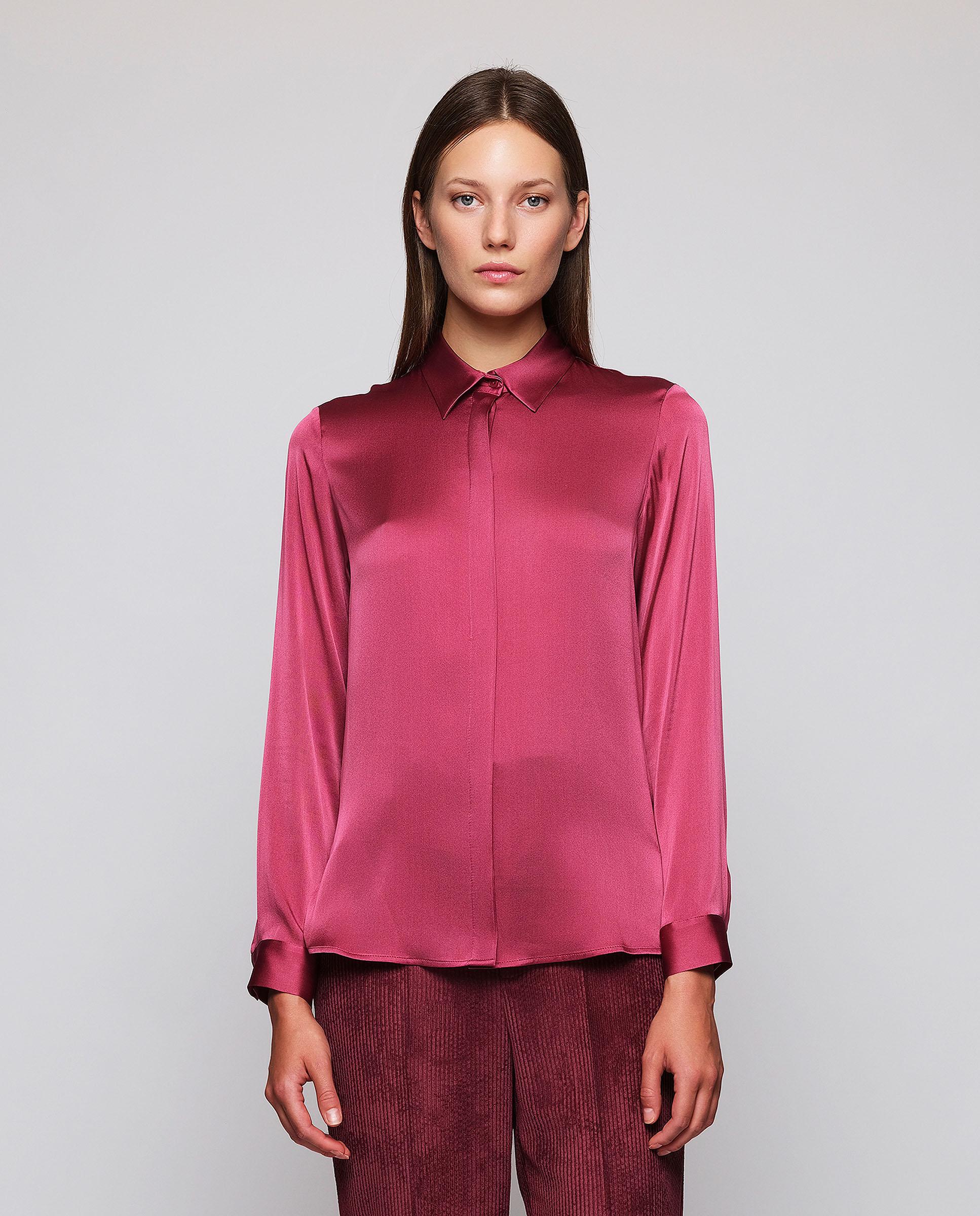 Imagen 0 de Blusa de mujer lisa de seda elástica Rojo