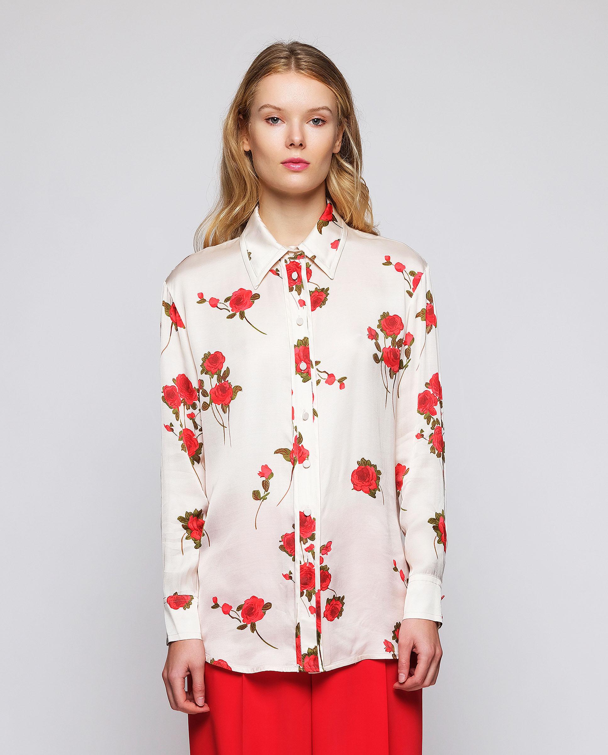 Blusa de mujer con estampado floral - Mirto - Natural Natural-1