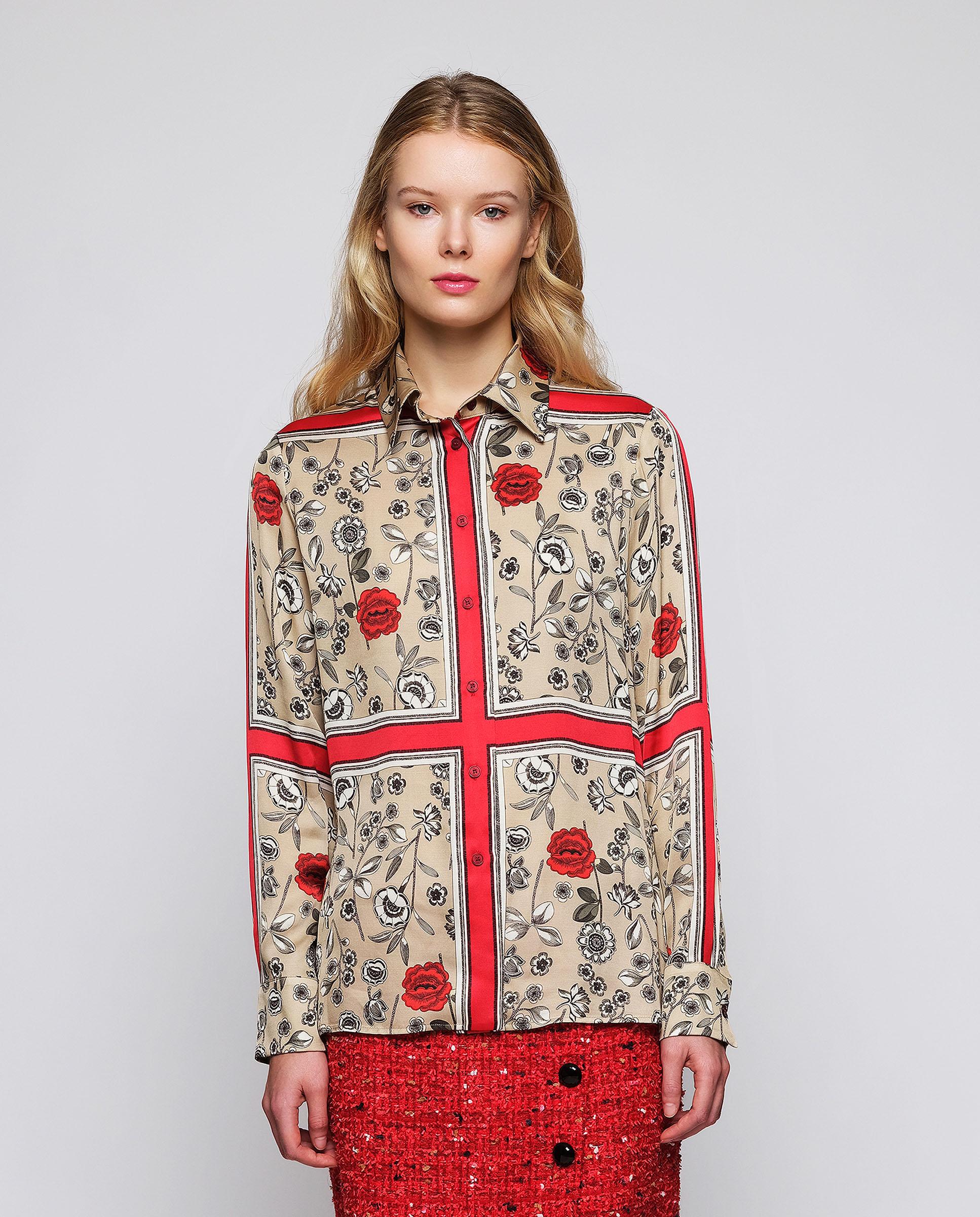 Blusa estampado cuadros florales - Mirto - Rojo Rojo-1