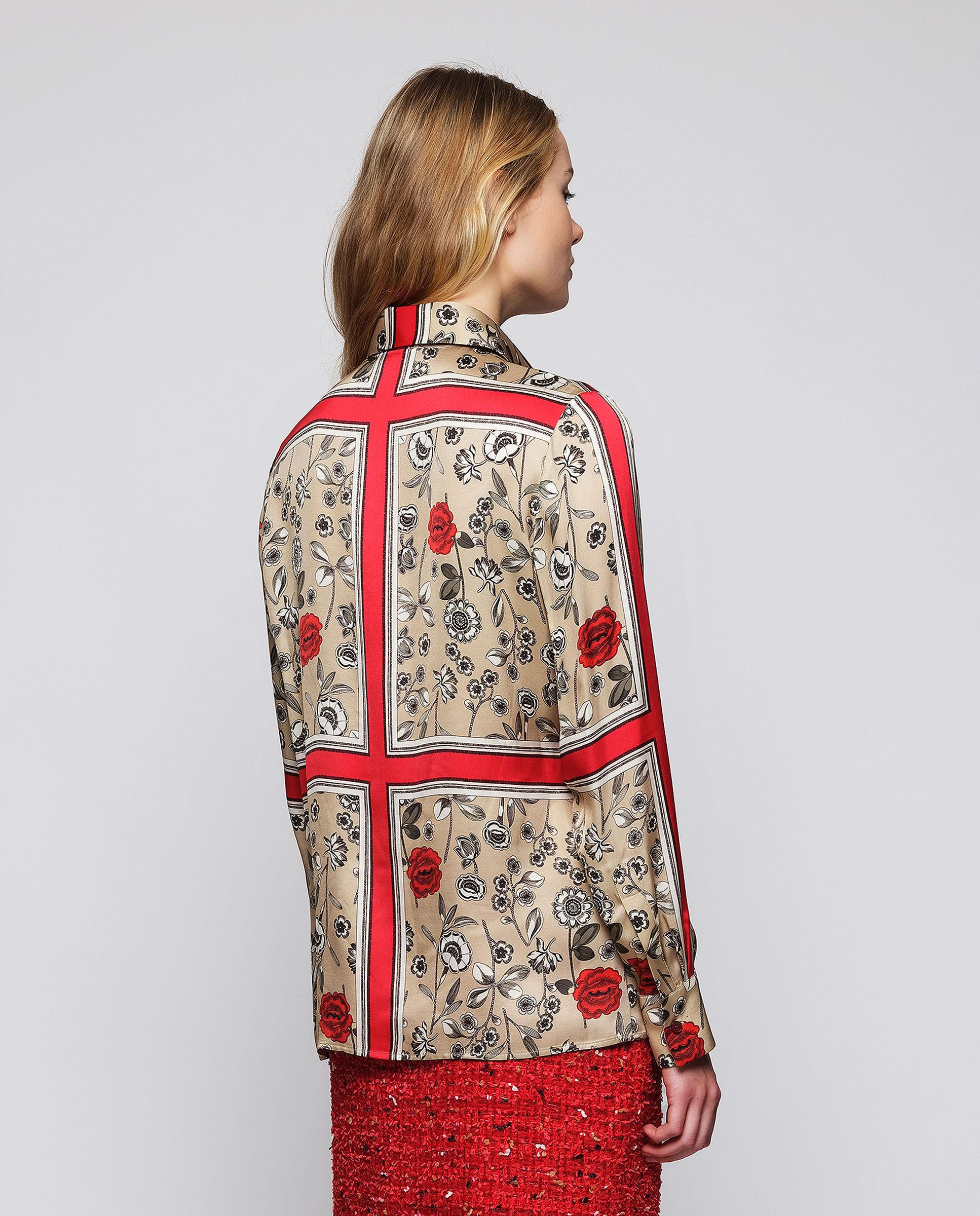 Blusa estampado cuadros florales - Mirto - Rojo Rojo-2