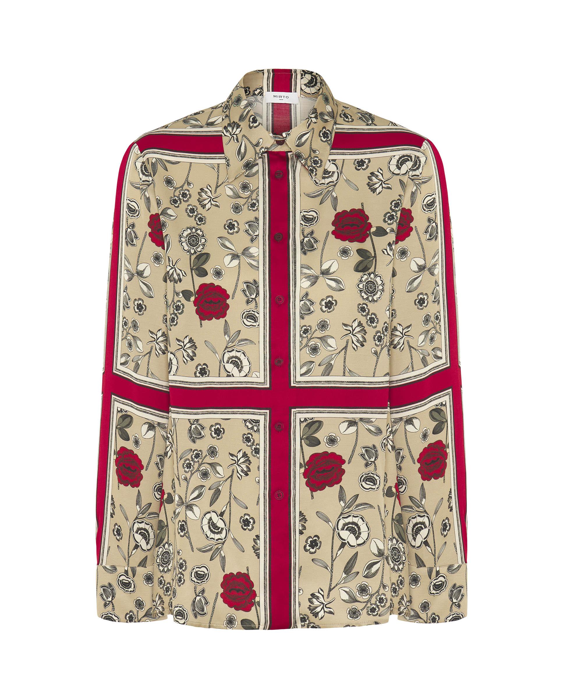 Blusa estampado cuadros florales - Mirto - Rojo Rojo-4