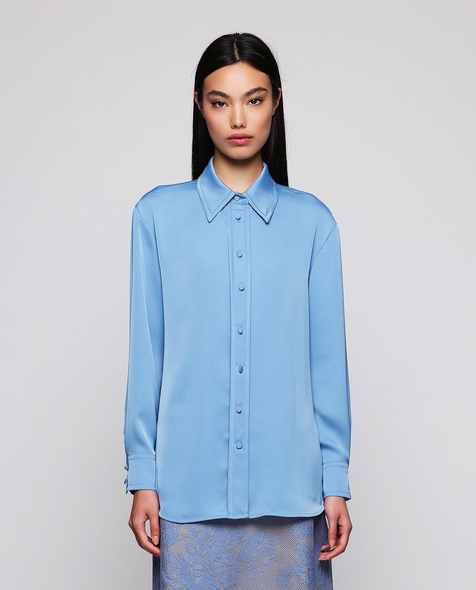 Blusa de mujer lisa fluida - Mirto - Azul Azul-1