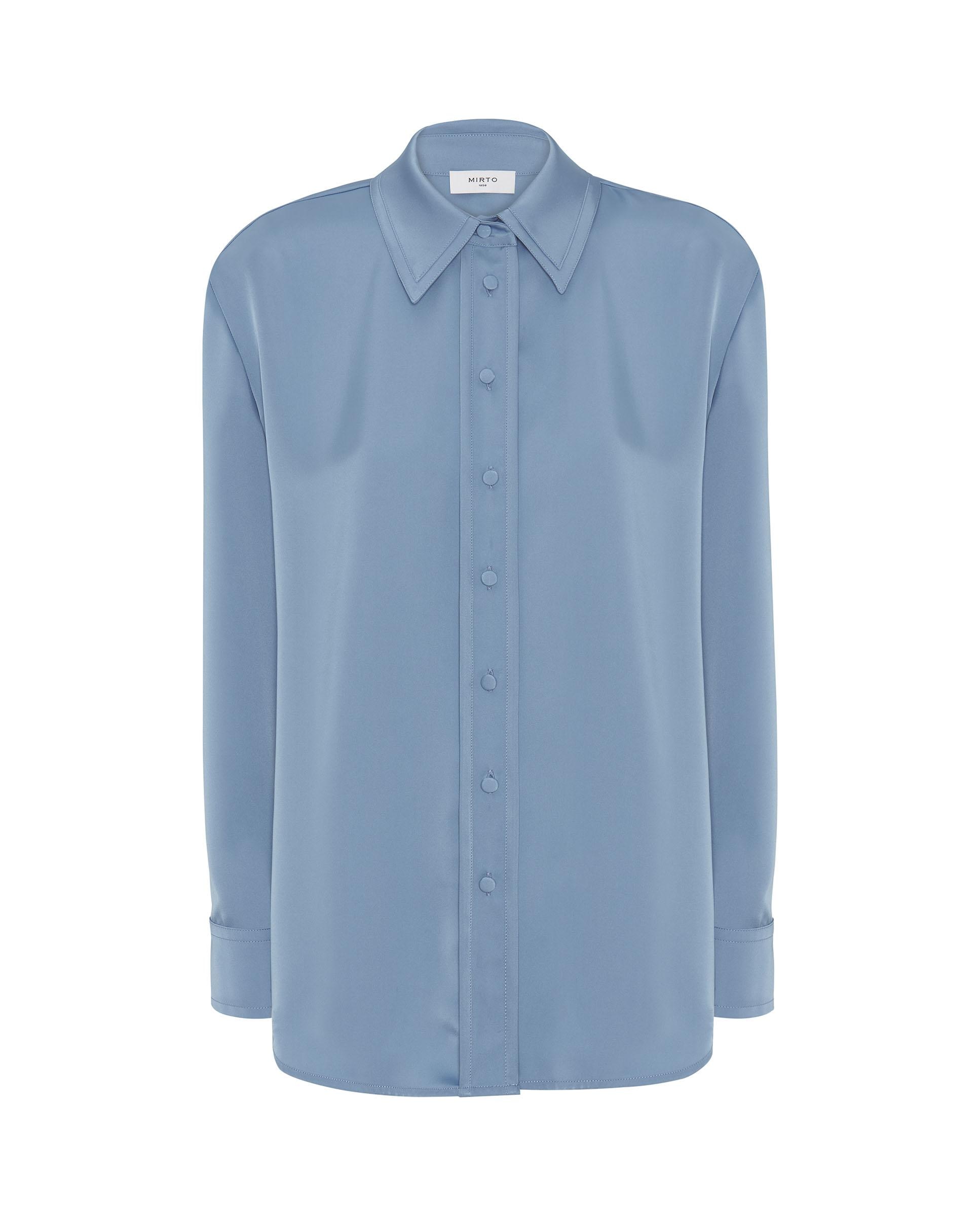 Blusa de mujer lisa fluida - Mirto - Azul Azul-4