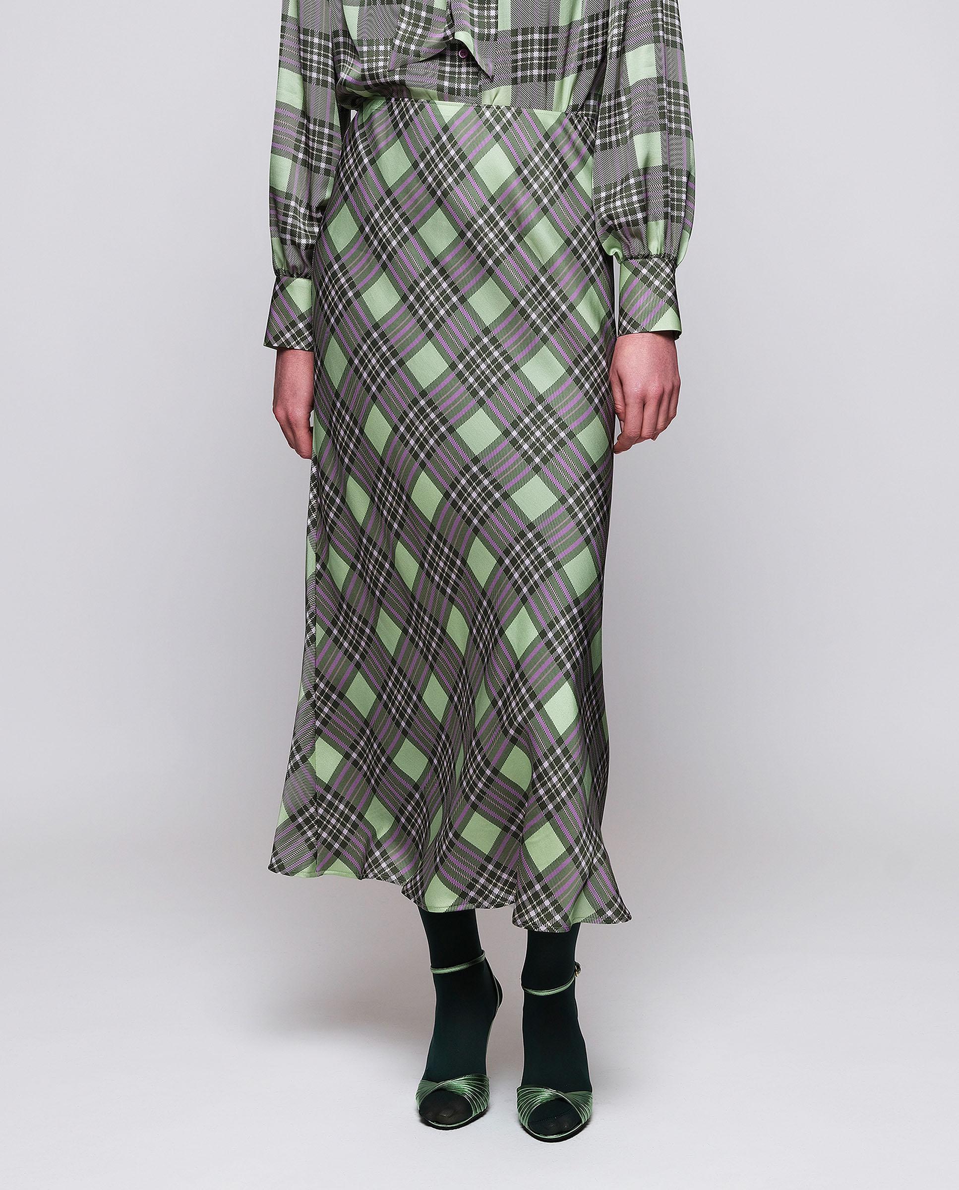 Falda midi estampado cuadros - Mirto - Verde Verde-1