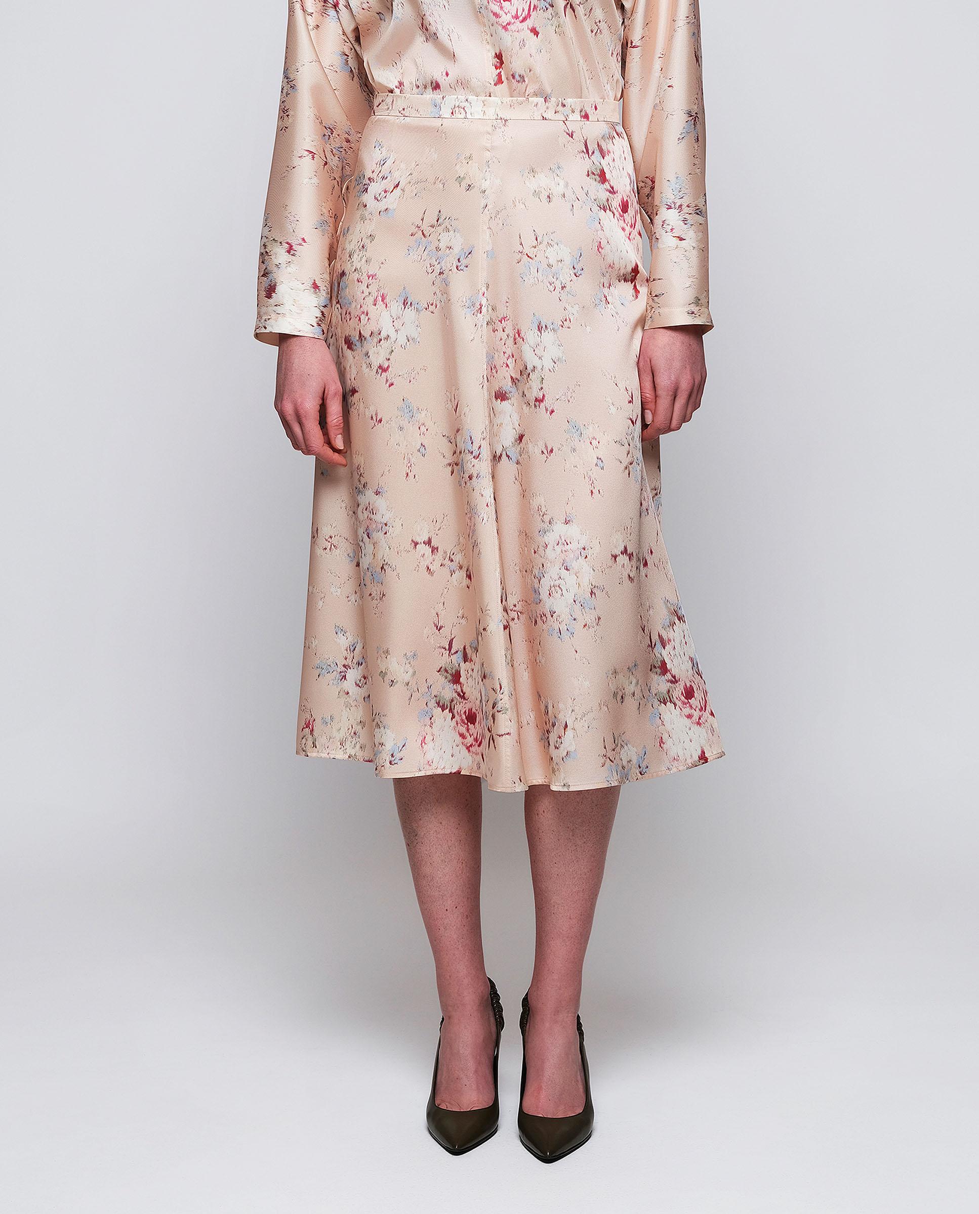 Falda midi estampado floral - Mirto - Natural Natural-1