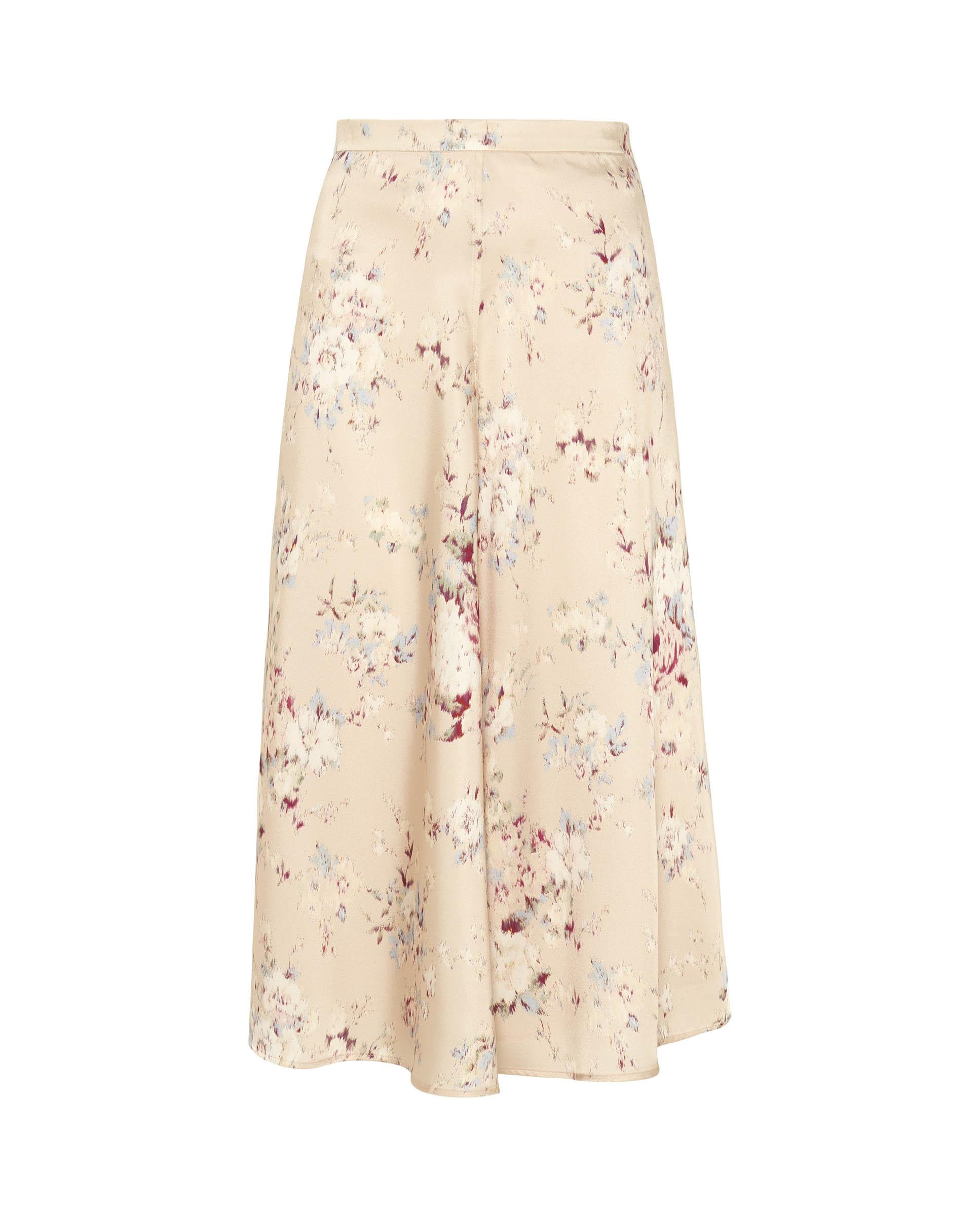 Falda midi estampado floral - Mirto - Natural Natural-4