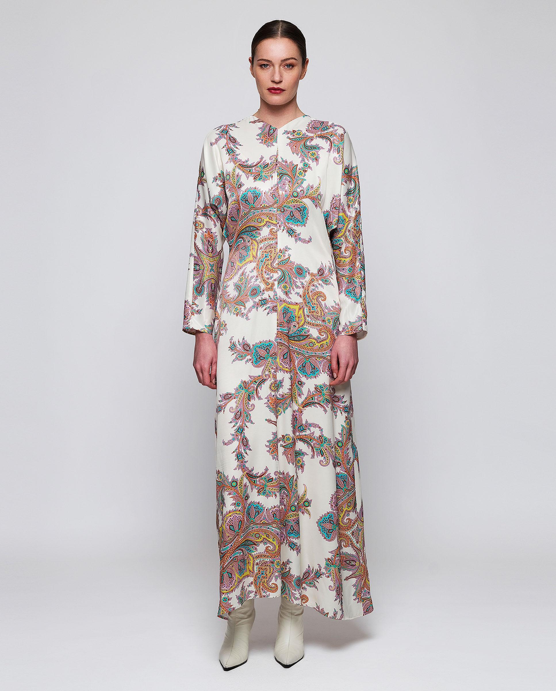 Imagen 0 de Vestido midi estampado paisley Blanco