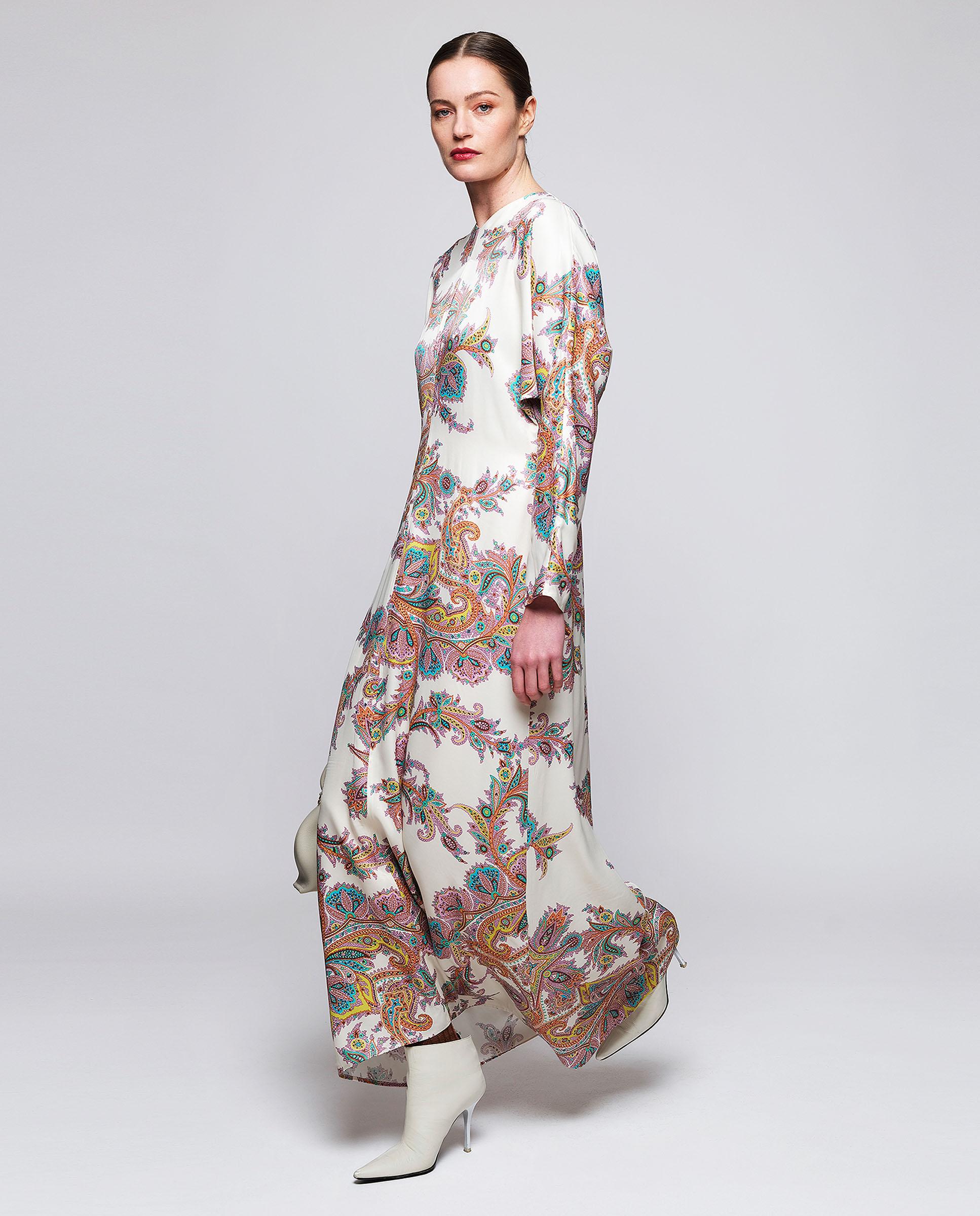 Vestido midi estampado paisley - Mirto - Blanco Blanco-3
