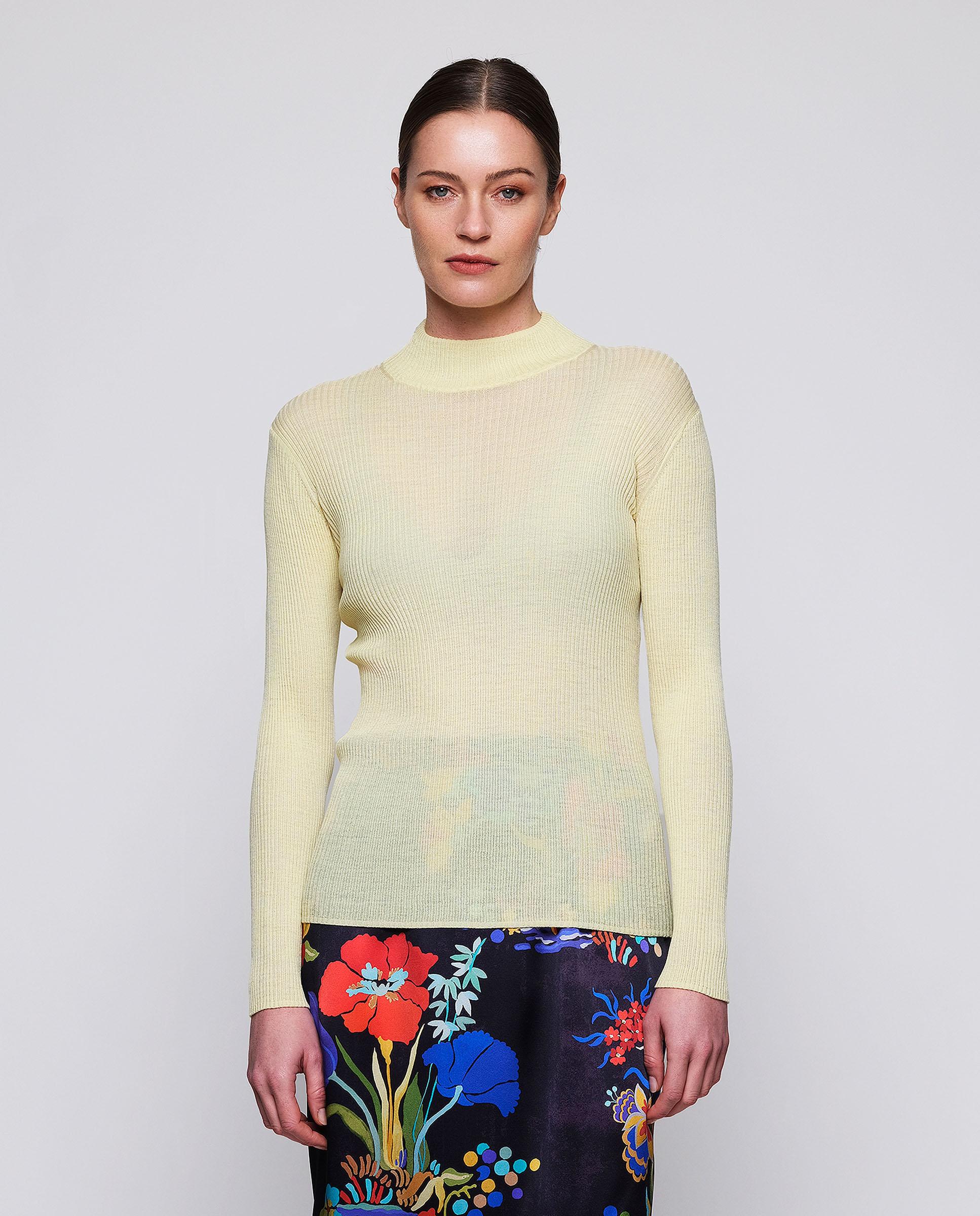 Jersey fino de canalé de lana - Mirto - Amarillo Amarillo-1