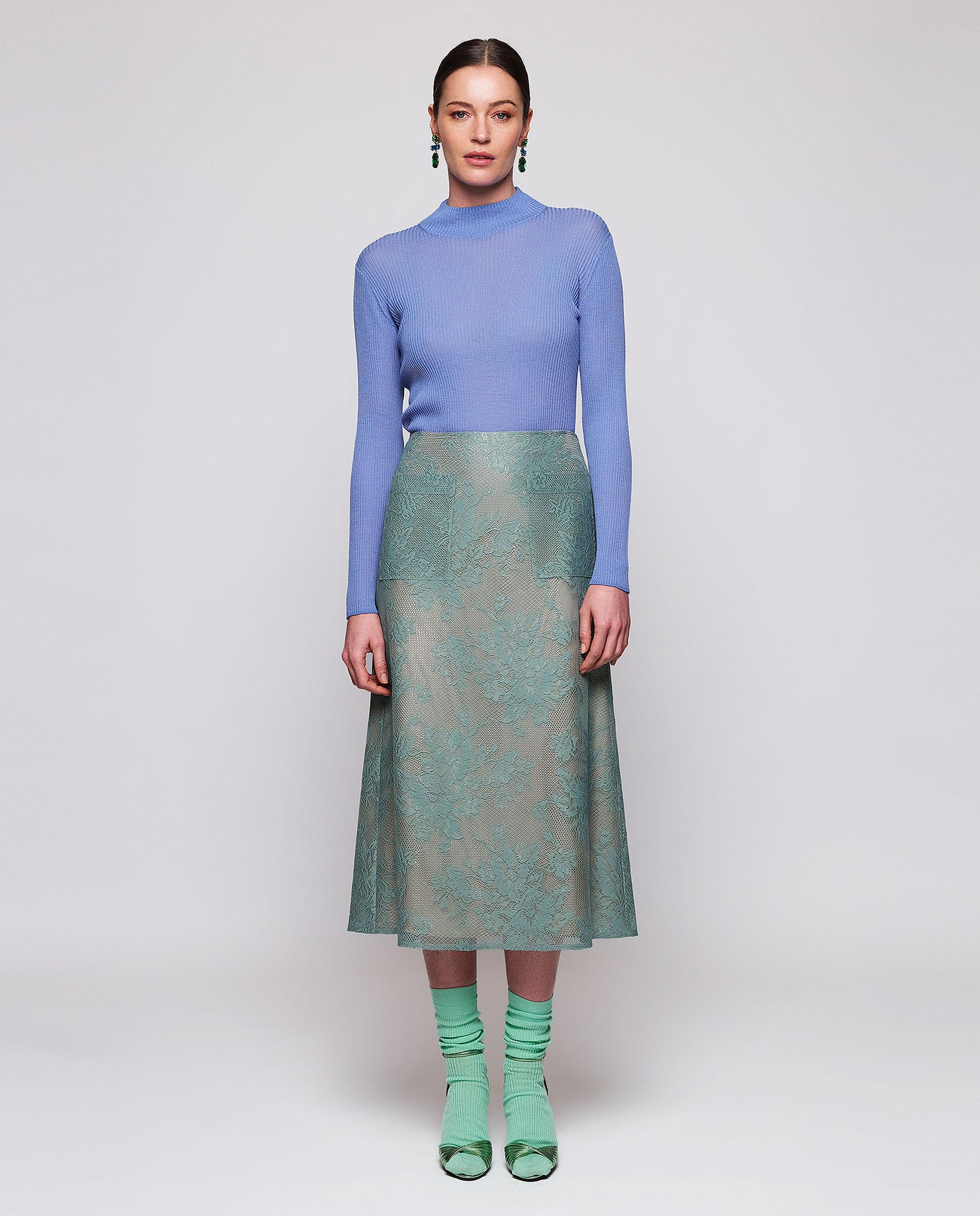 Jersey fino de canalé de lana - Mirto - Azul Azul-3