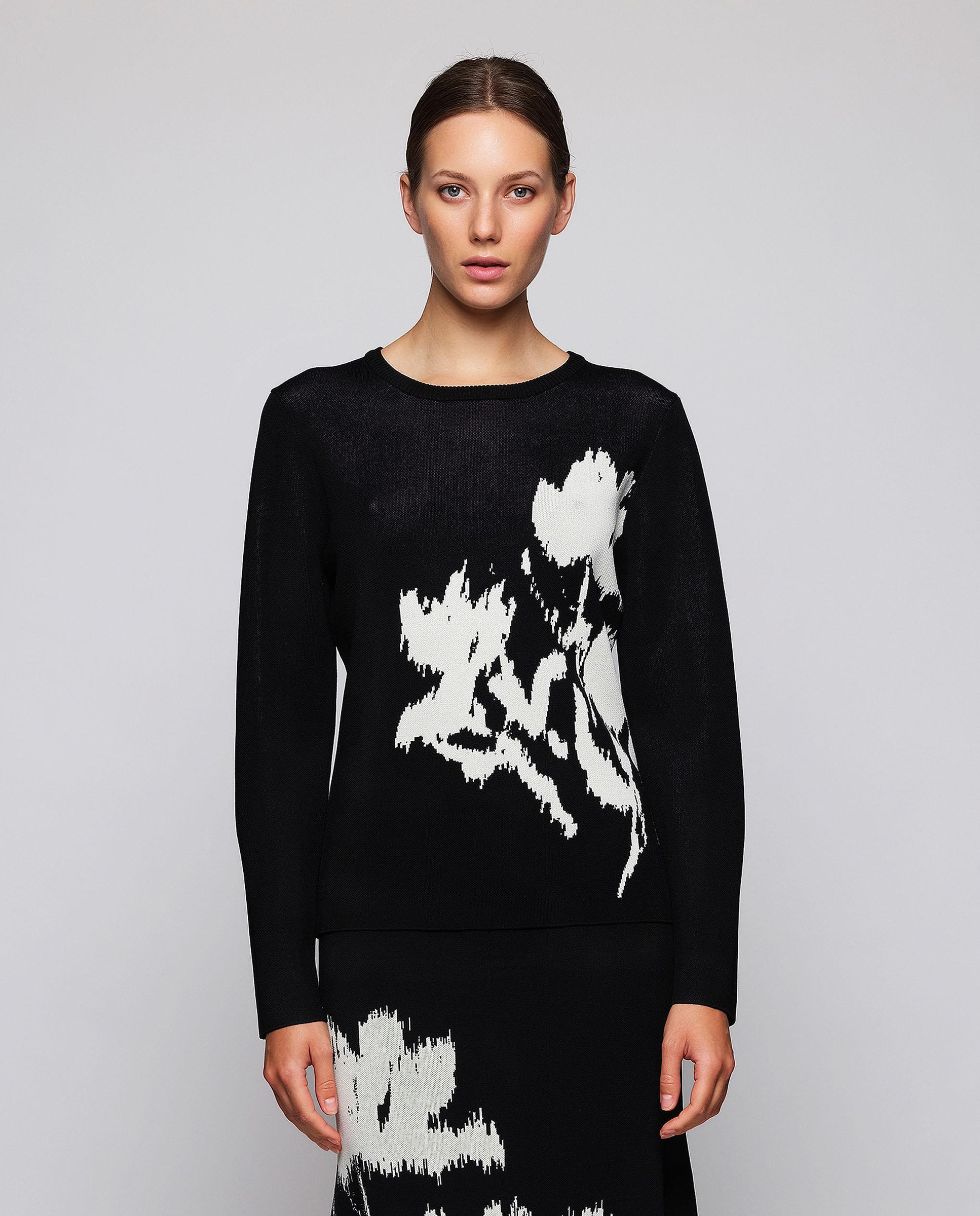Imagen 0 de Jersey de mujer jacquard con estampado floral Negro