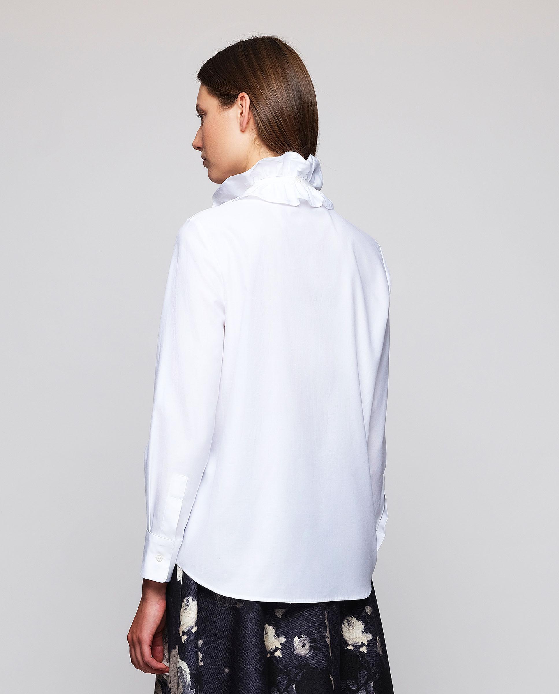 Camisa de mujer algodón con cuello alto - Mirto - Blanco Blanco-2