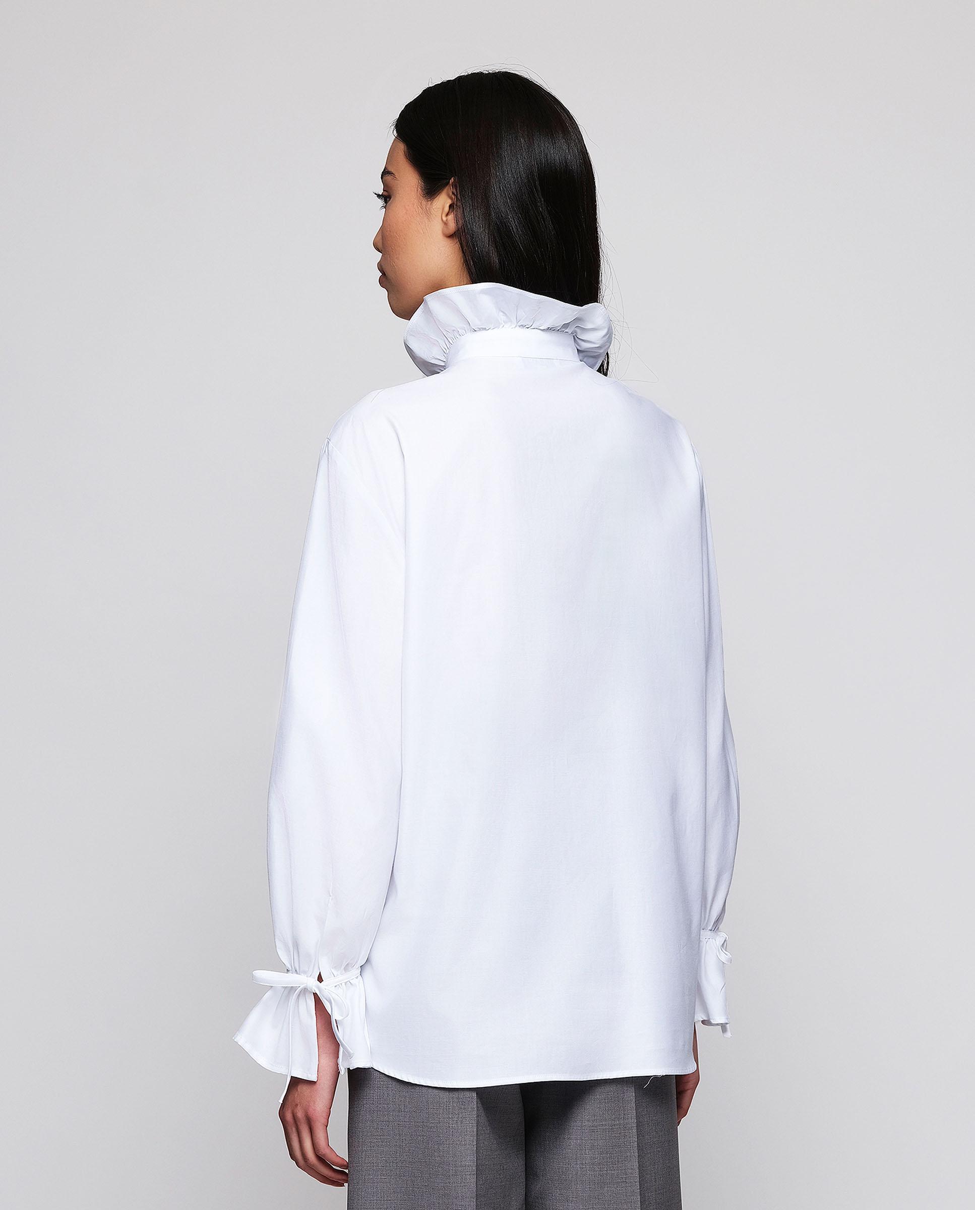 Camisa de mujer algodón con cuello alto - Mirto - Blanco Blanco-2