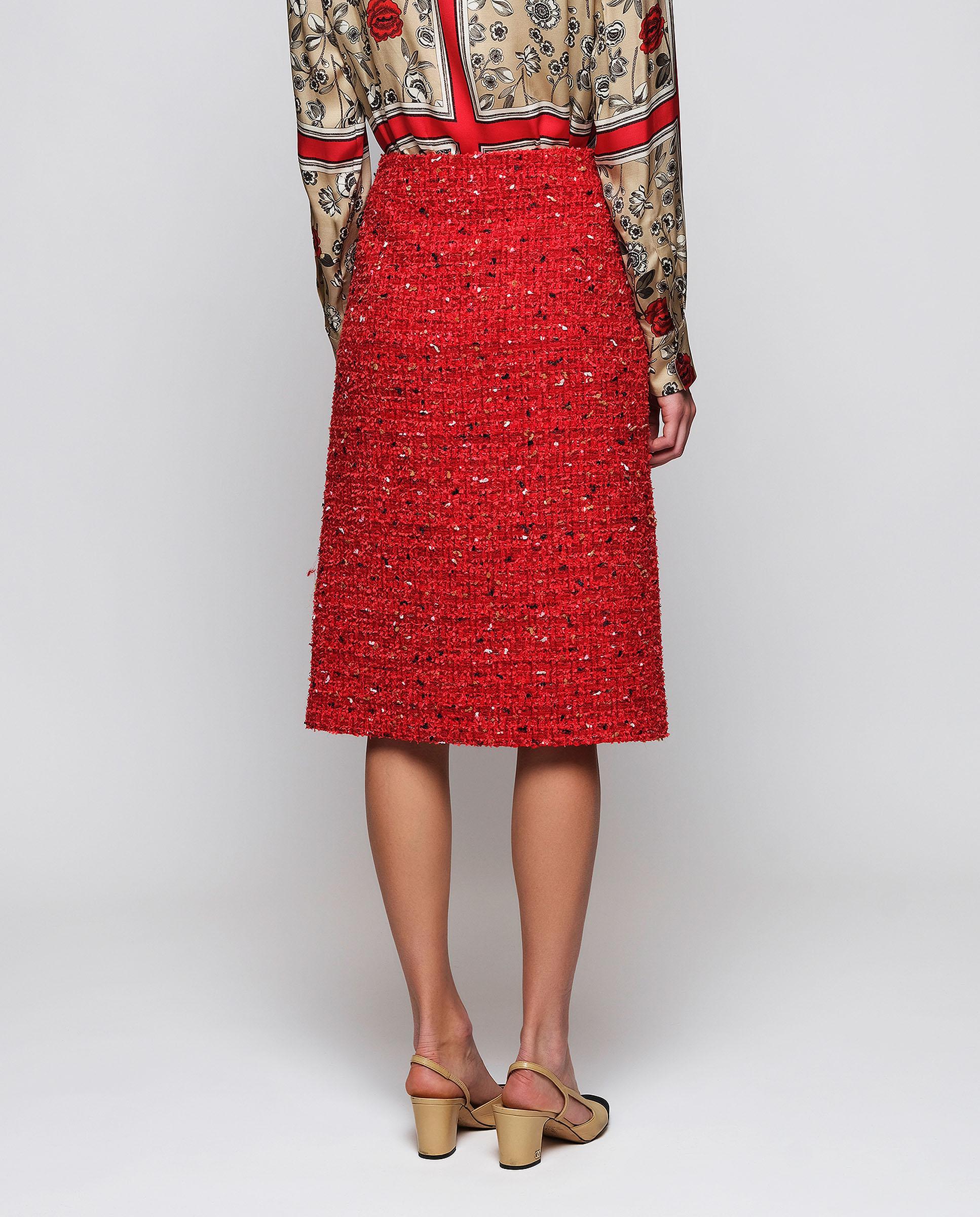 Falda midi de tweed con botones a contraste - Mirto - Rojo Rojo-2
