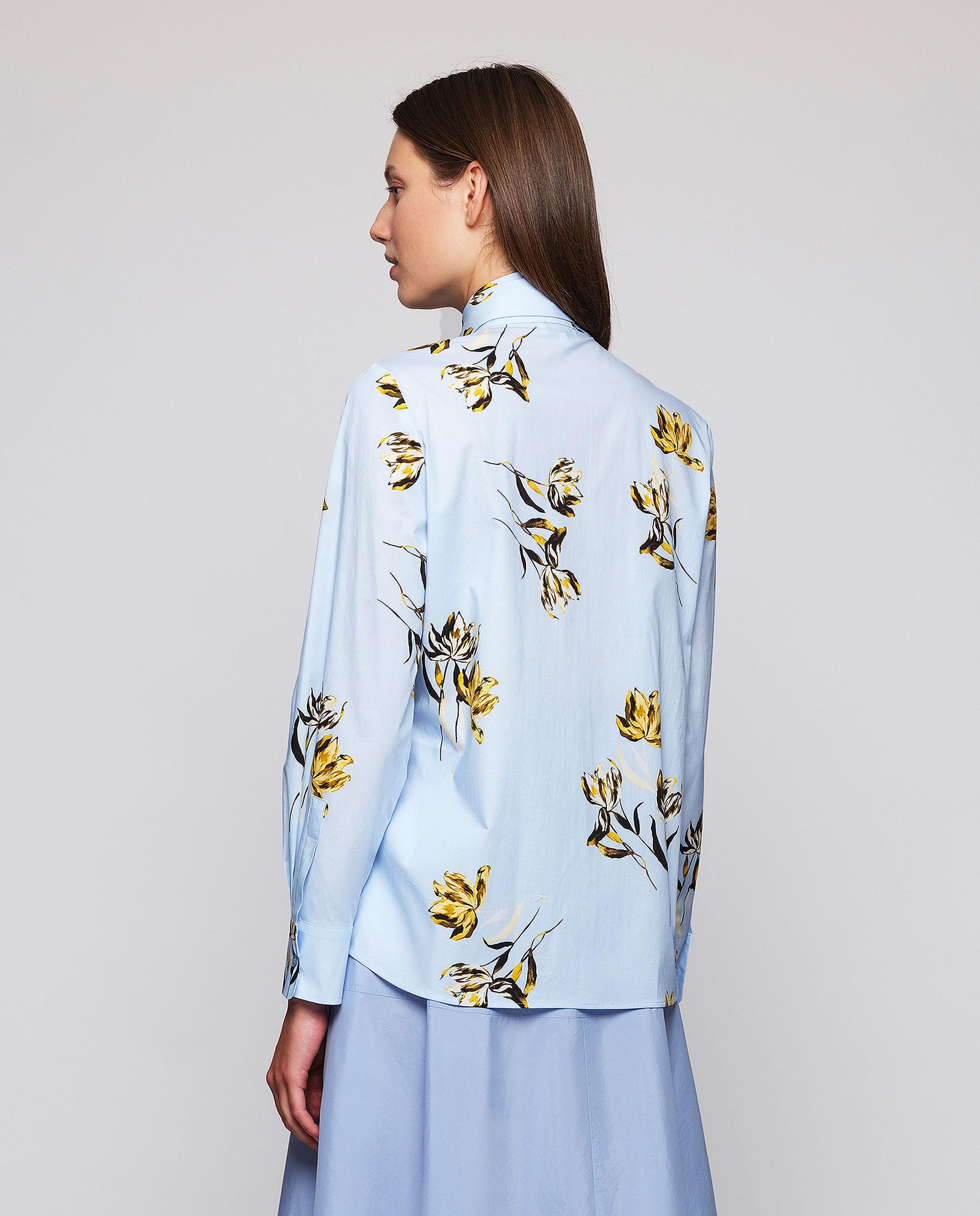 Camisa de mujer estampado floral con lazada - Mirto - Azul Azul-2