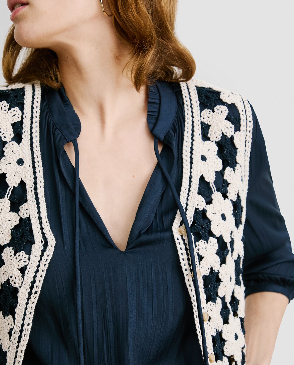 Pepe Jeans Chaleco Punto Mujer Cuello Pico Chaleco De Mujer En