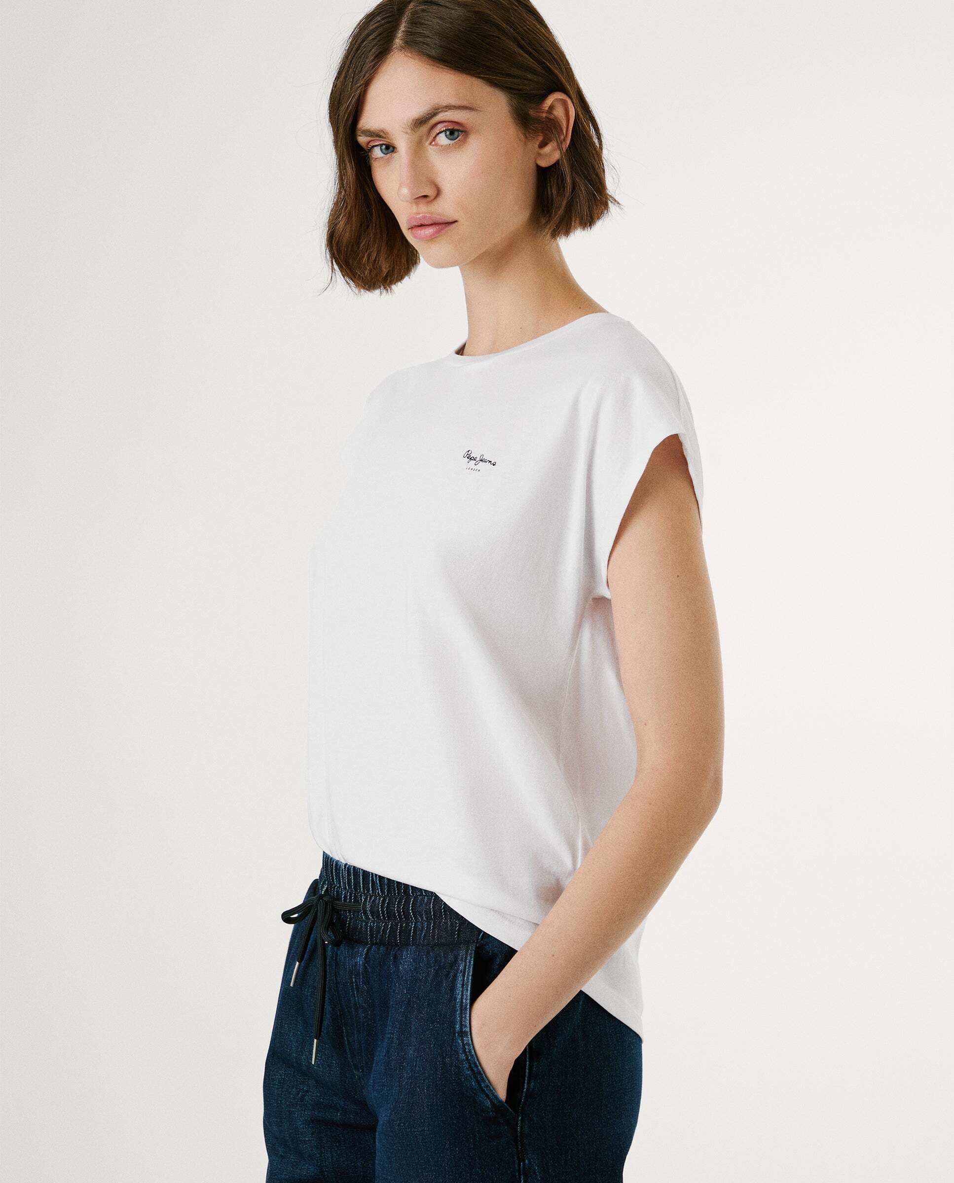 Camiseta de mujer fit slim con logo estampado - Pepe Jeans - Blanco Blanco-5