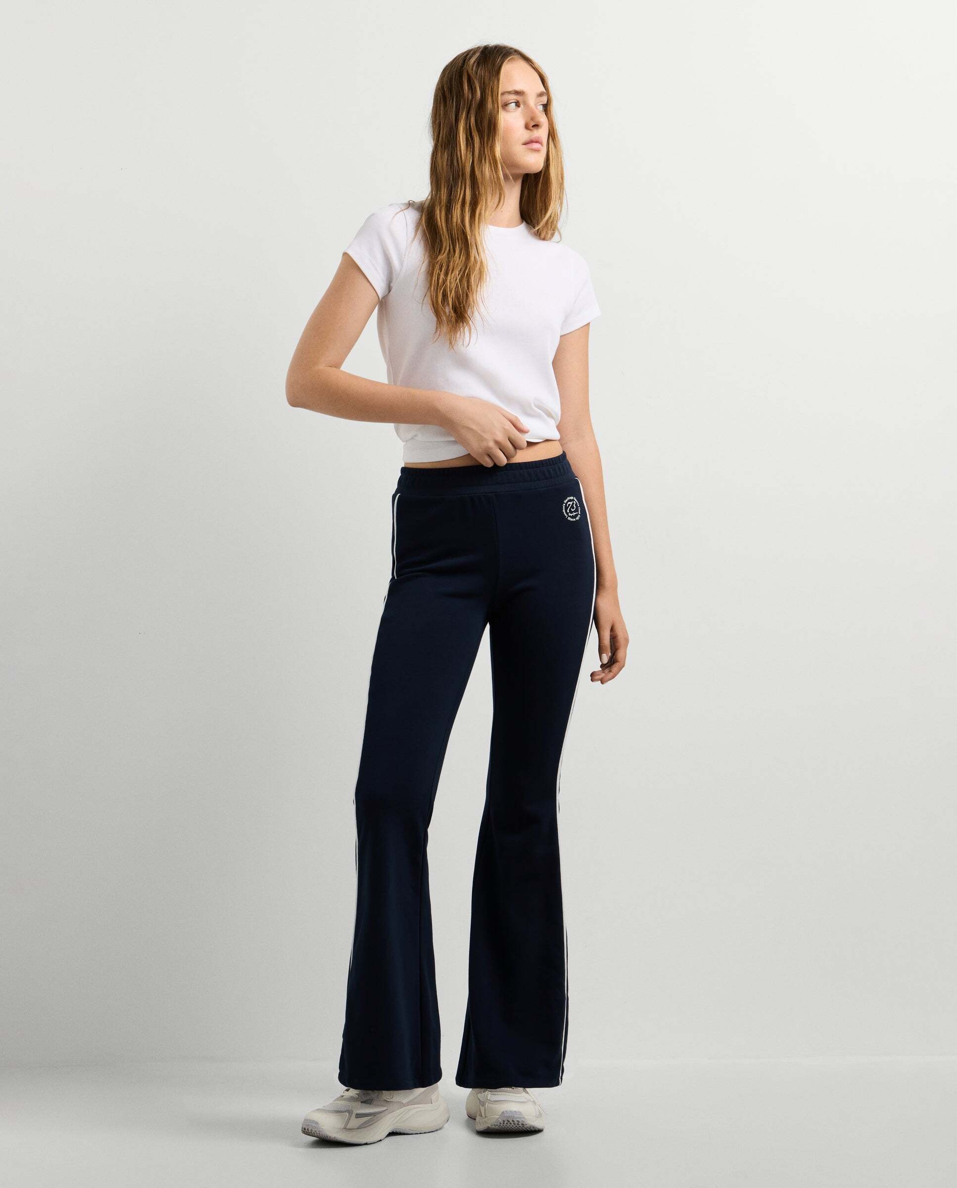 Camiseta de mujer canalé logo bordado - Pepe Jeans - Blanco Blanco-2