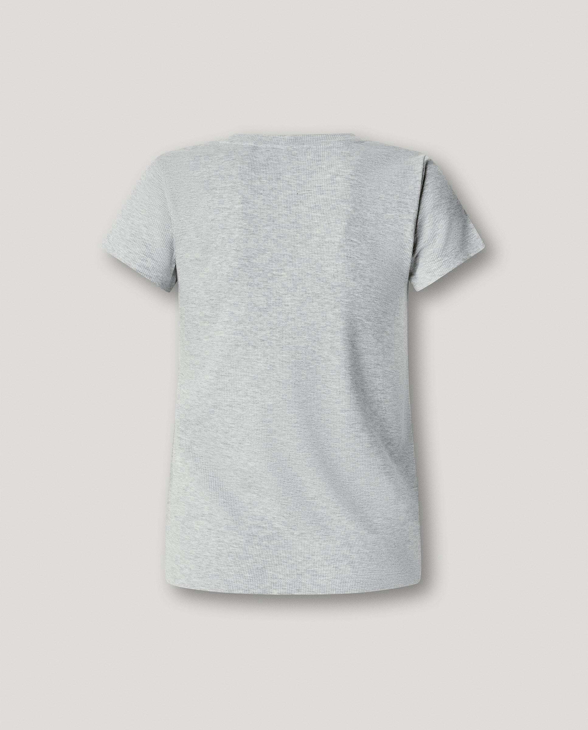 Camiseta de mujer canalé logo bordado - Pepe Jeans - Gris Gris-10