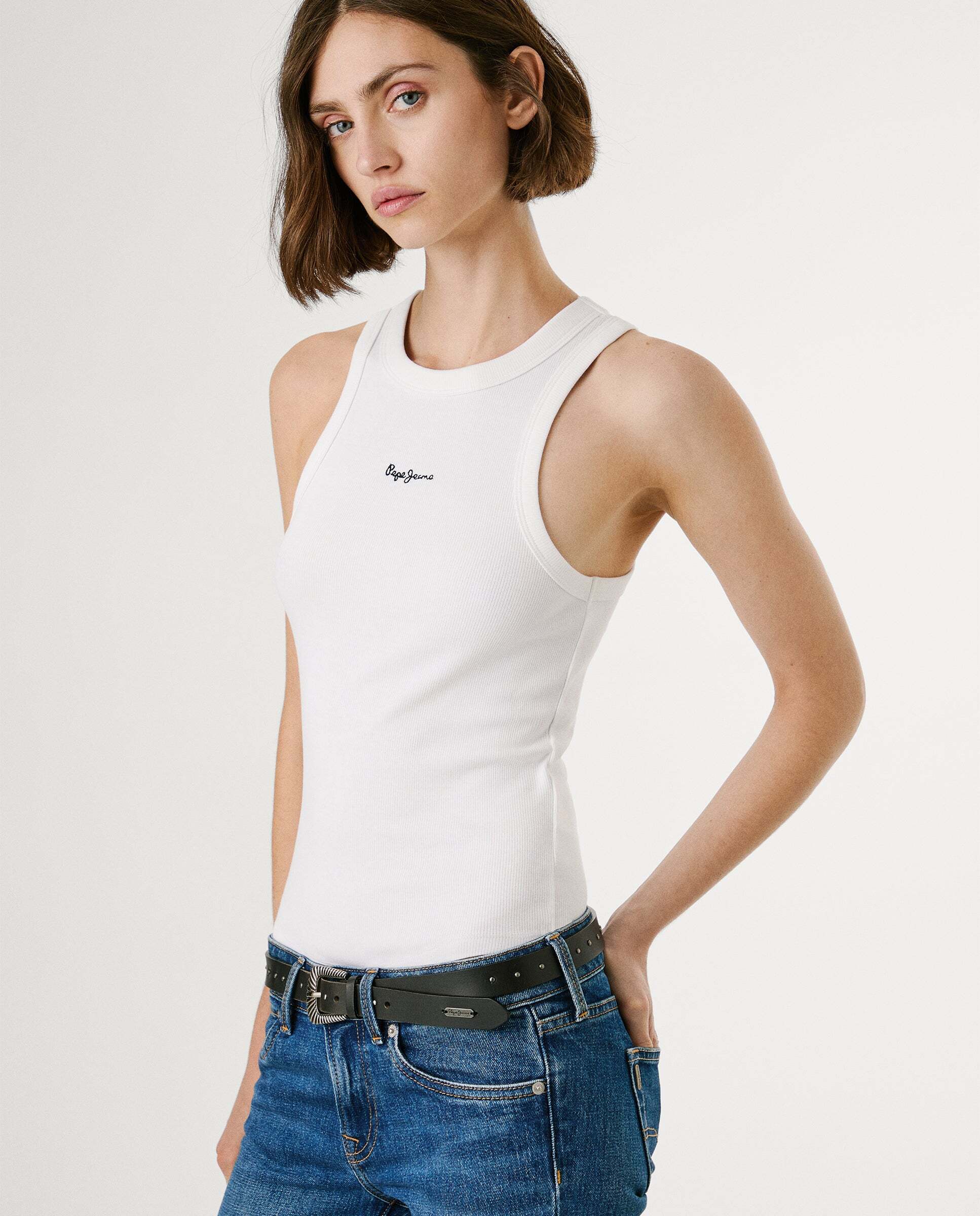 Top canalé sin mangas - Pepe Jeans - Blanco Blanco-5