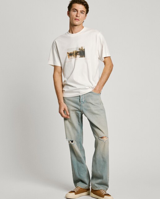 Imagen 0 de Vaquero de hombre fit loose con detalles rotos