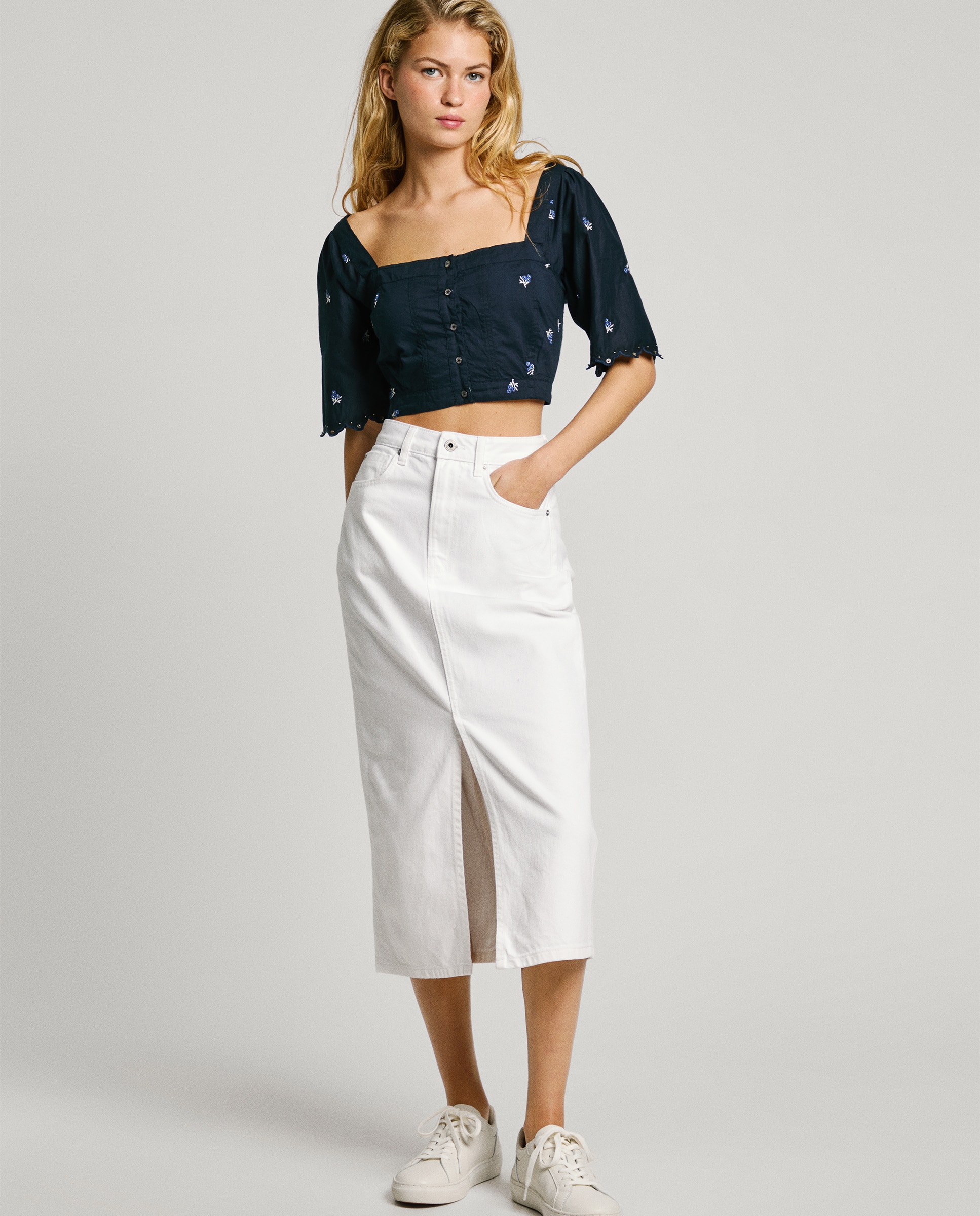 falda blanca pepe jeans