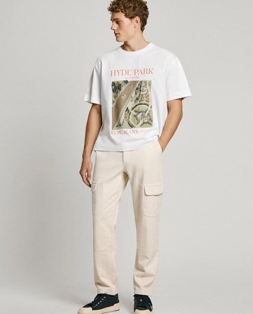 Imagen 0 de Pantalón cargo de hombre fit regular en tejido de sarga