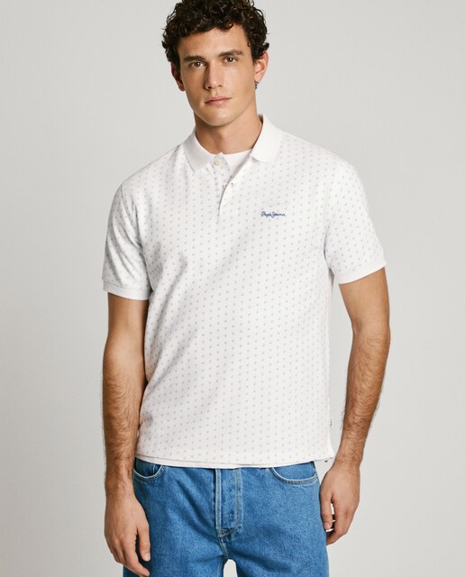 Imagen 0 de Polo piqué de hombre manga corta con estampado geométrico