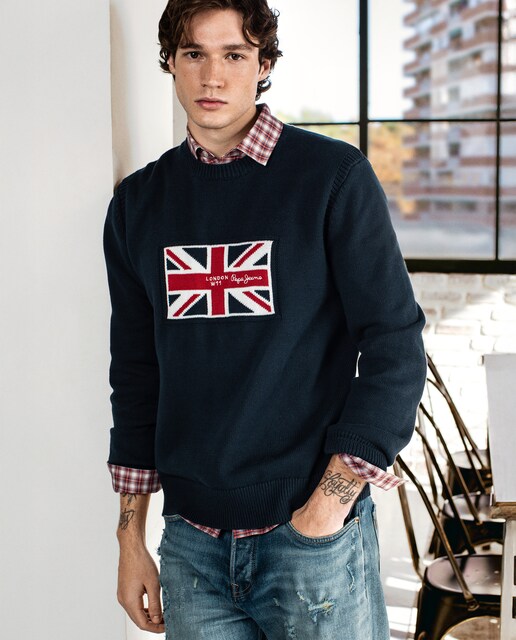 Imagen 0 de Jersey de hombre cuello redondo con bordado Union Jack