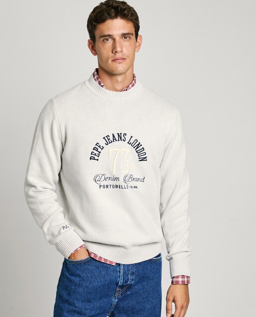 Imagen 0 de Jersey de hombre cuello redondo con logo bordado