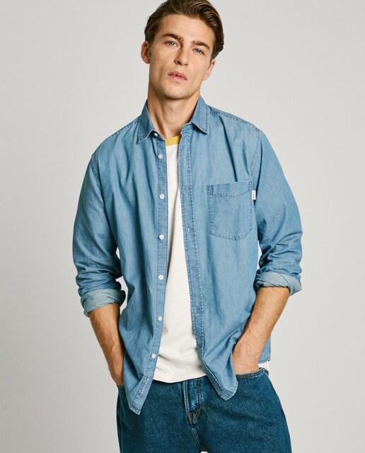 Imagen 0 de Camisa vaquera de hombre slim fit lisa